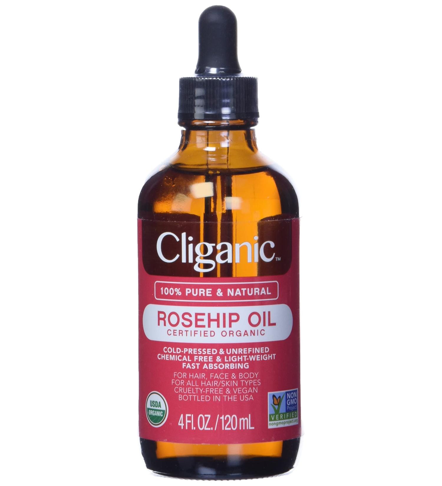 Cliganic Organic Rosehip Oil 4 fl oz - Pure, Cold-Pressed & Natural Skincare - Buy Online on SooperMarket.com