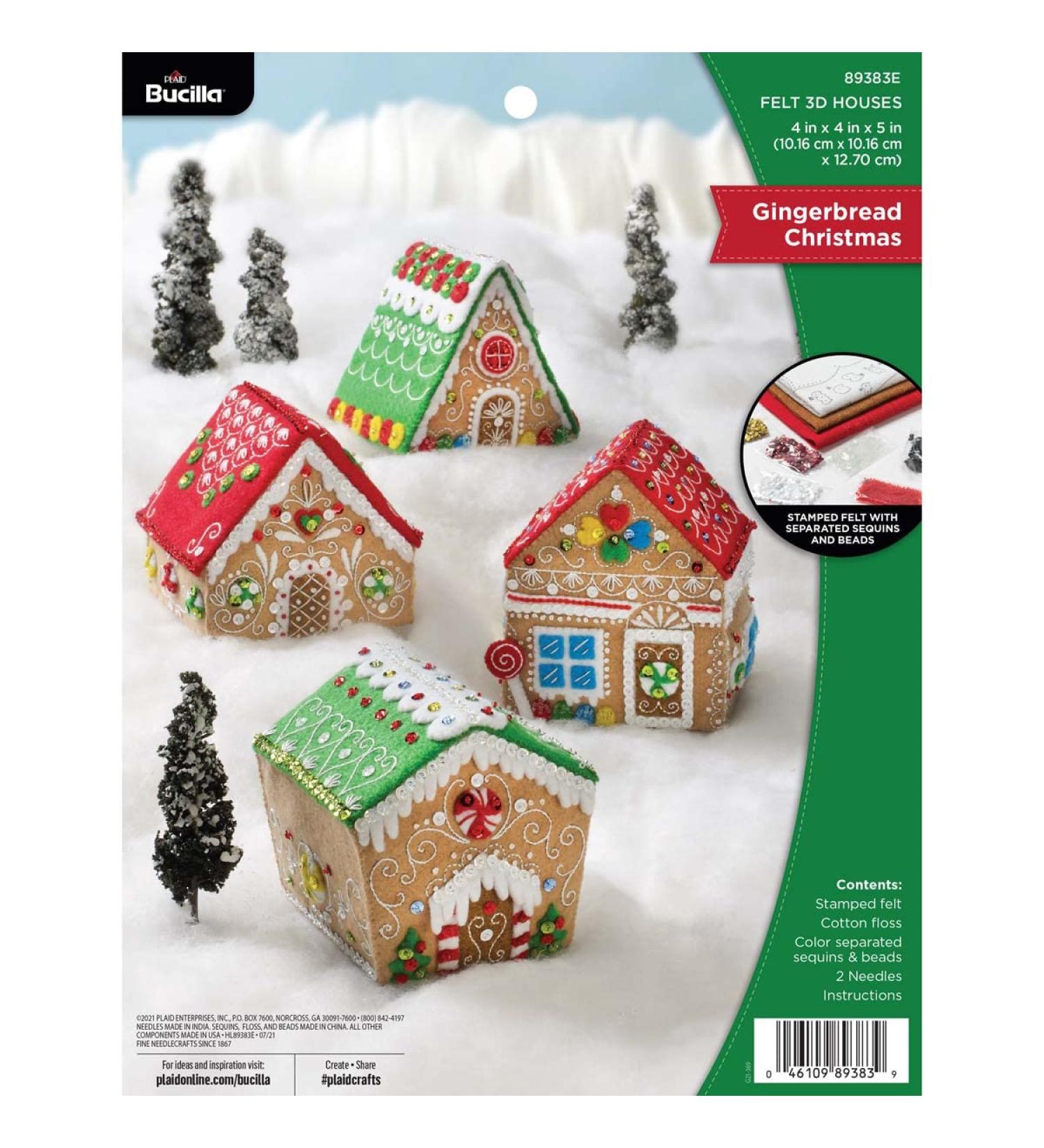 Bucilla Gingerbread Christmas Set - DIY 3D Felt Applique Ornament Kit 89383E - Buy Online on SooperMarket.com