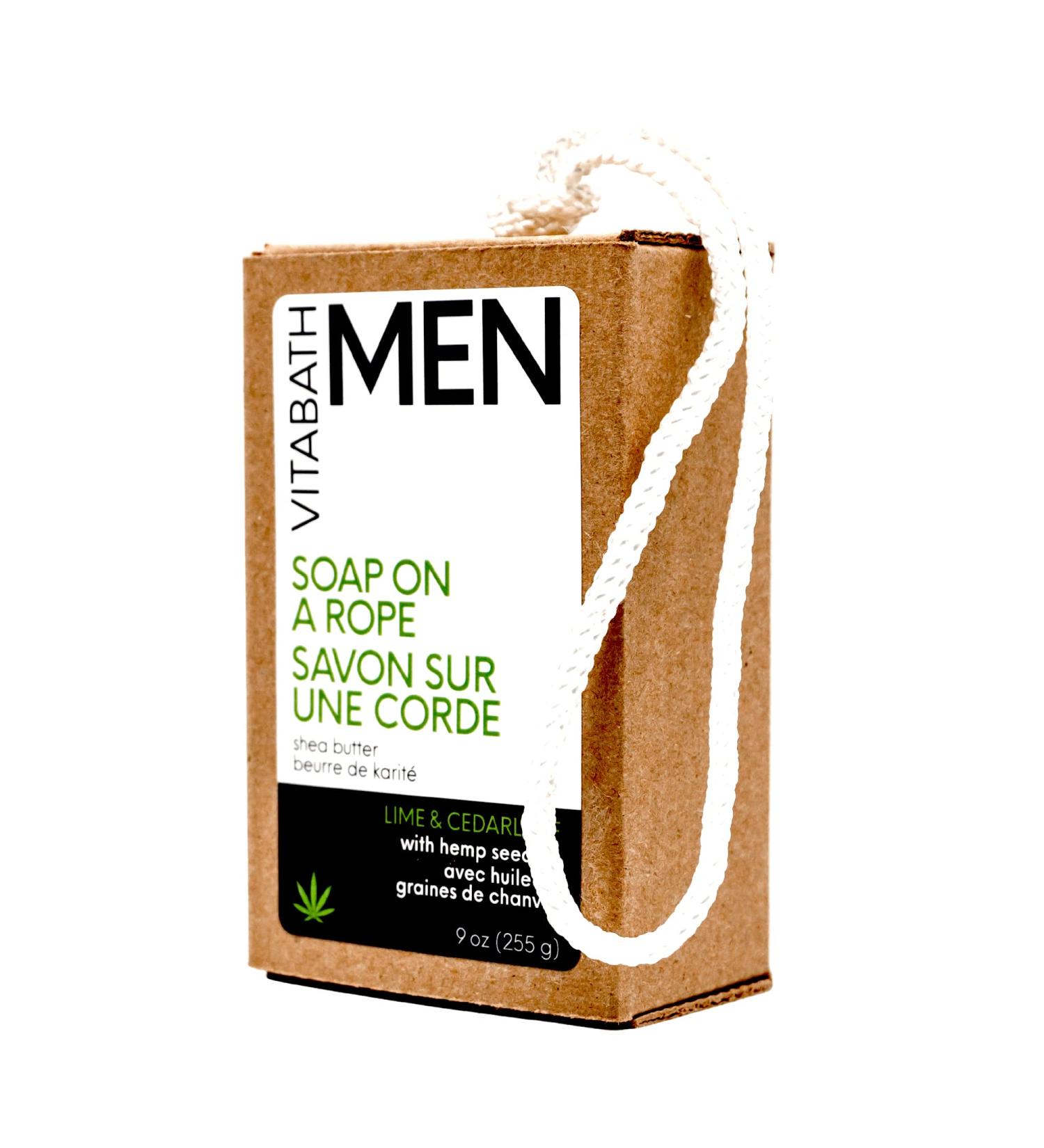 Vitabath Lime & Cedarleaf Soap on a Rope with Hemp Oil & Shea - 9 oz | Hydrating Body Cleanser for Men & Women - Buy Online on SooperMarket.com