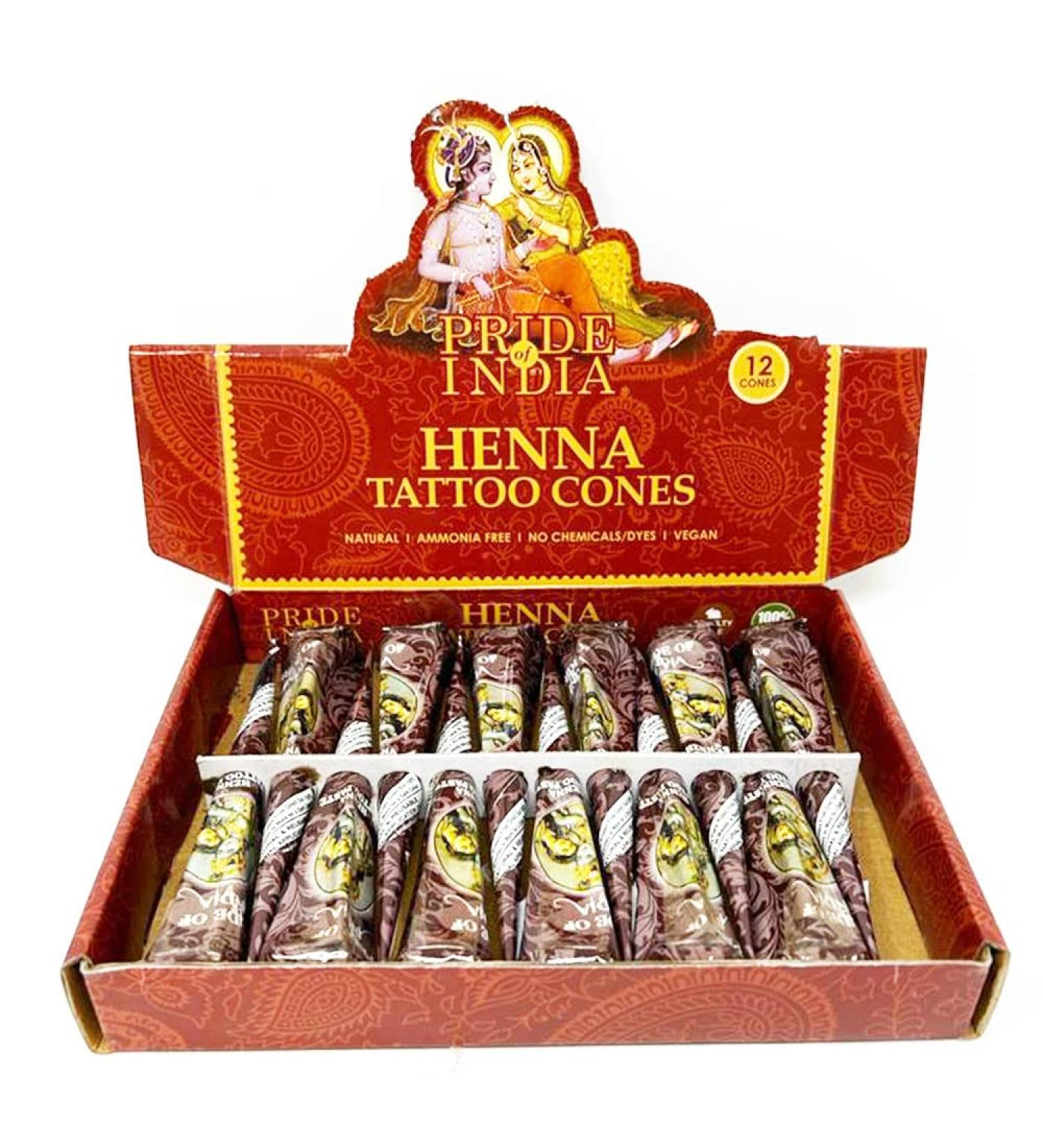 Pride Of India - Henna Paste 6 Cones + 6 Cones FREE - 1.25oz Large Tube - NEW - 100% Natural Plant Based - NO Chemicals/Dyes - Cruelty Free - Amazing Value Kid Friendly - Use like a Pen - Temporary Coloring Product - Washes away in 10-12 Days 12 Count (Pa - Buy Online on SooperMarket.com
