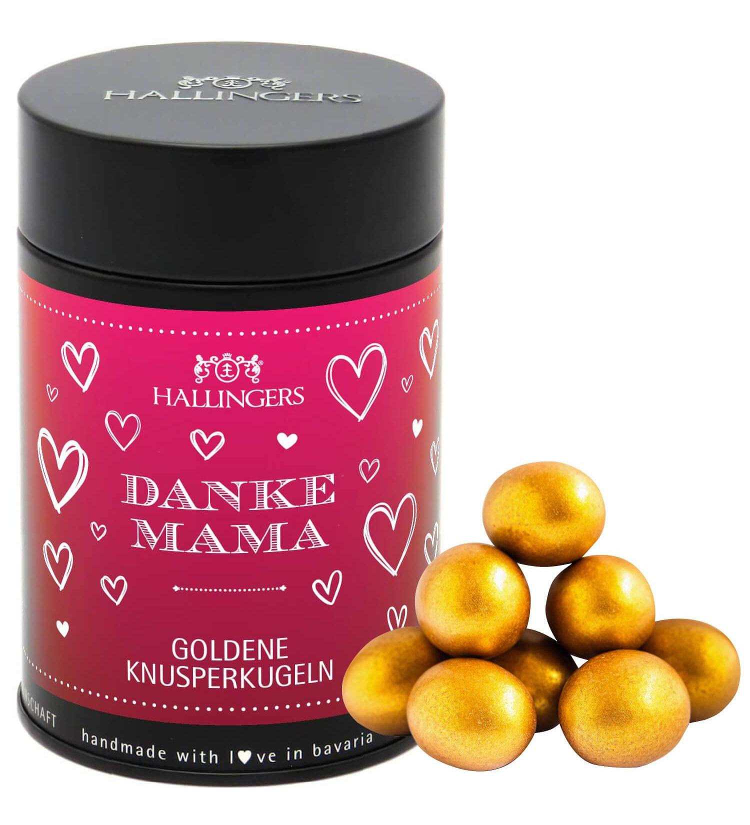 Hallingers Thanks Mama - Golden Knusperkugeln with Marc de Champagne | Perfect Mothers Day & Fathers Day Gift for Mom & Grandma | 150g Crisp Balls - Buy Online on SooperMarket.com