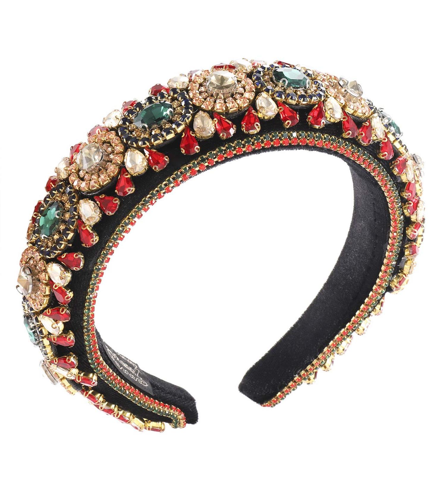 Padded Rhinestone Headband - Crystal Velvet Wide Hairband for Women and Girls - Buy Online on SooperMarket.com