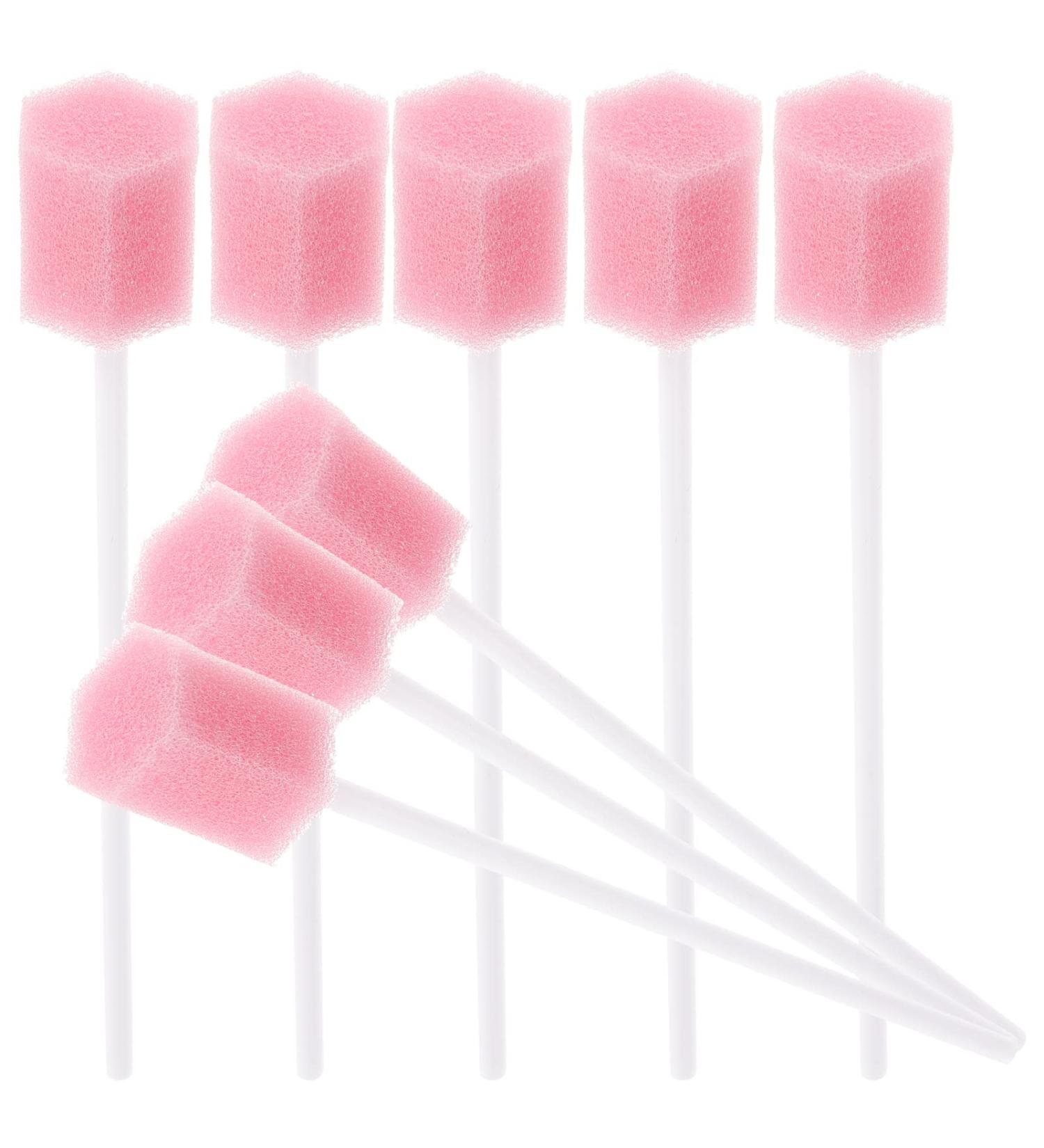 Healifty Disposable Oral Swabs - 100pcs Unflavored Sterile Mouth Swabs for Elderly - Pink Sponge Swabs - Buy Online on SooperMarket.com