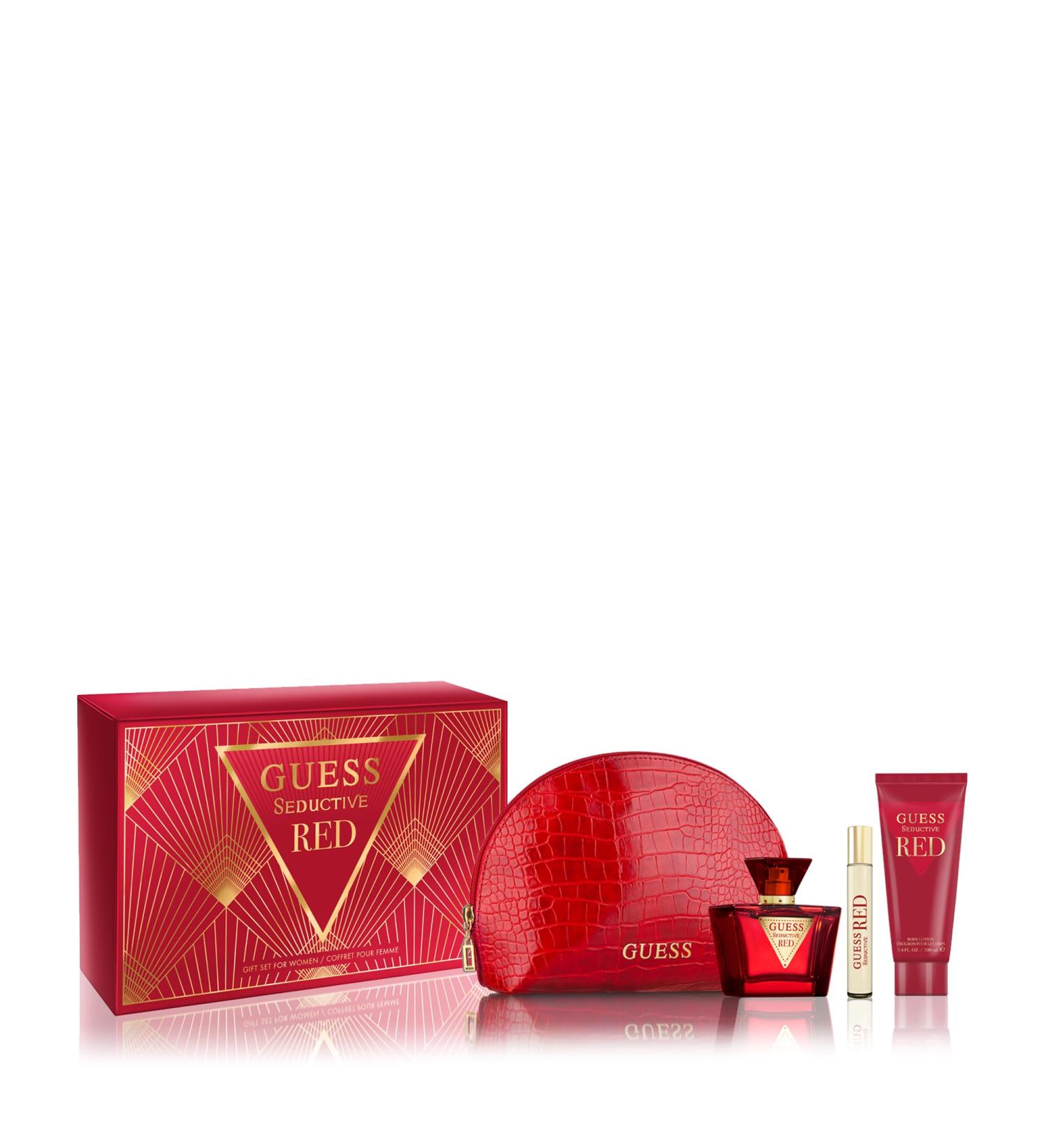 Guess Guess Seductive Red 2.5oz EDT Spray 3.4oz Body Lotion 0.5oz Travel EDT Spray Pouch Women 4 Pc Gift Set - Buy Online on SooperMarket.com