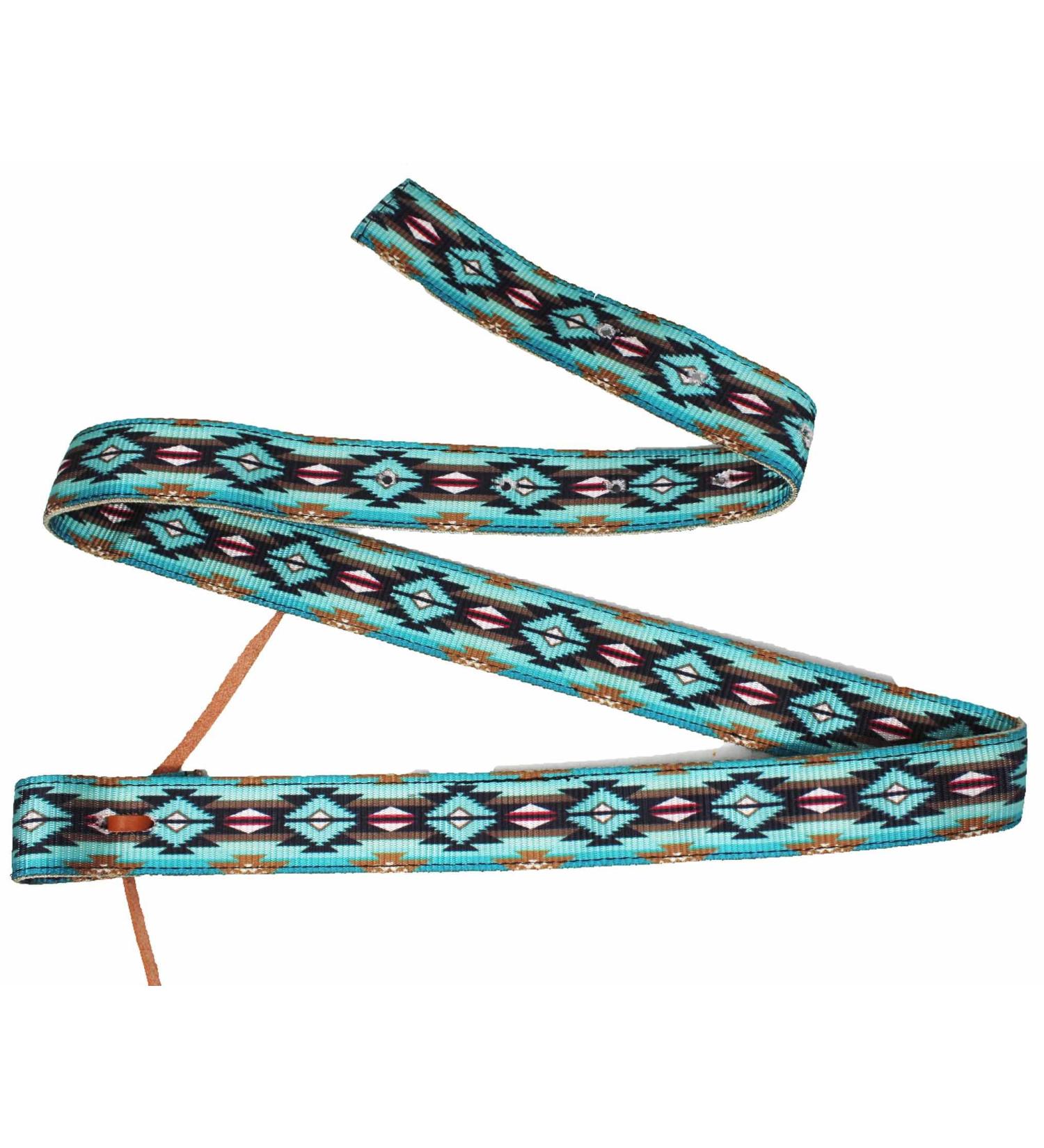 Horse 6' L x 1-3/4" W Heavy-Duty Tie-Dye Nylon Webbed Tie Strap Saddle Tack 404JTieStrap Turquoise Aztec