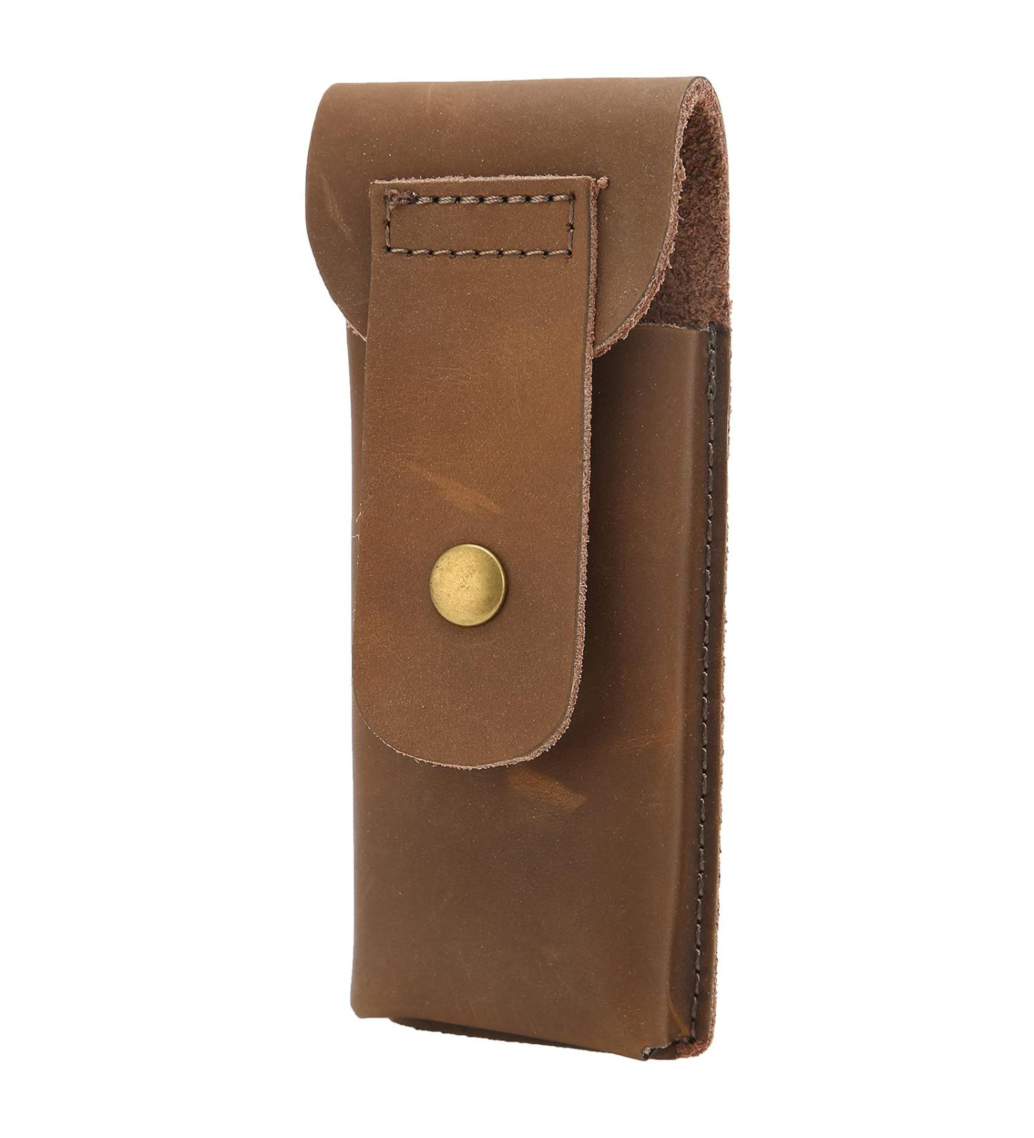 Premium Cowhide Shaving Bag - Portable Safety Razor Cover & Leather Case for Travel | Classic Shaver Accessories - Buy Online on SooperMarket.com
