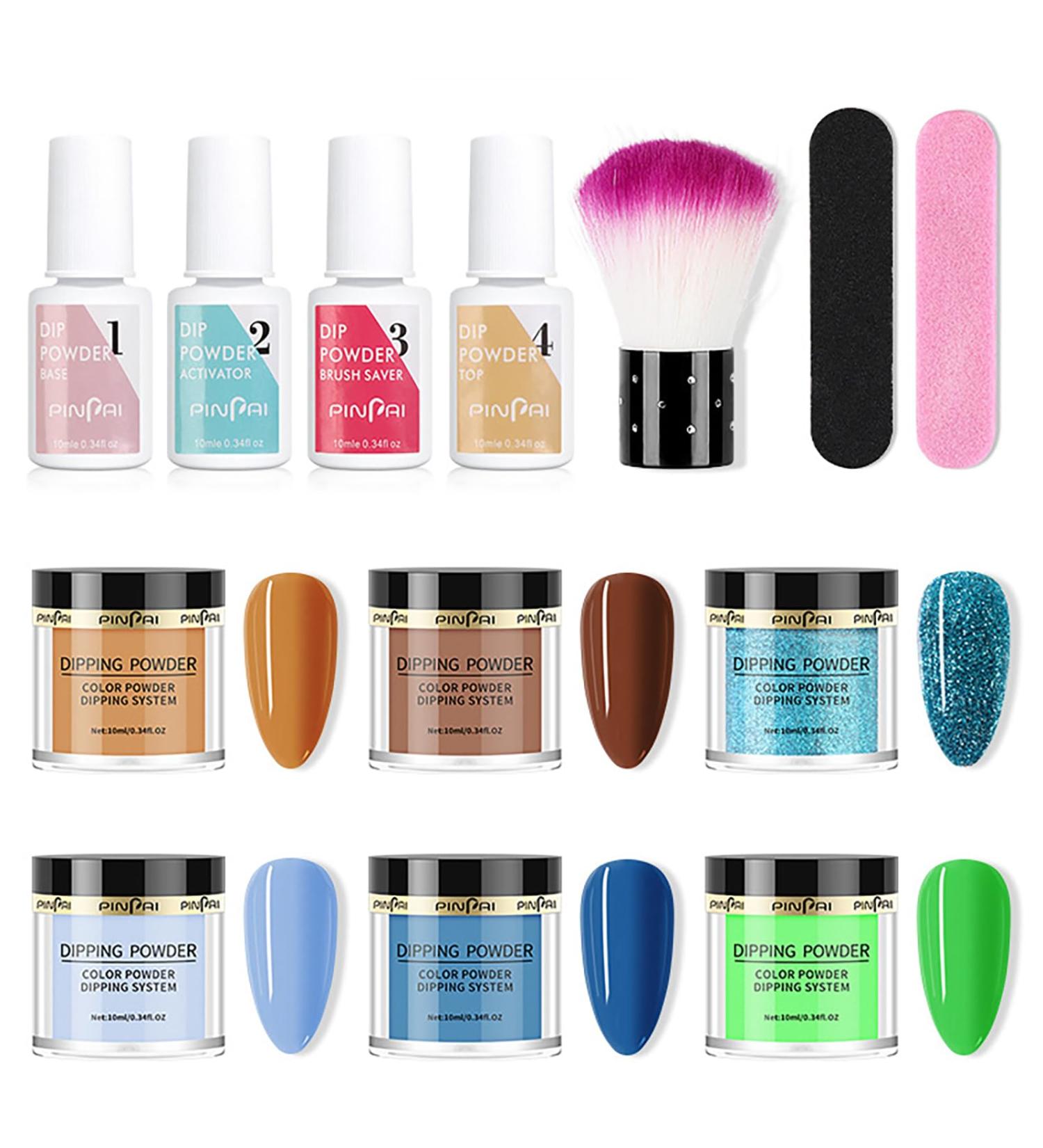 Roseflower Dipping Powder Nails Kit - 6 Colors Nude Dip Powder Starter Kit with Base & Top Coat | DIY Salon Manicure at Home | Blassing Gling Sling Laits Hainted for Perfect Nails - Buy Online on SooperMarket.com