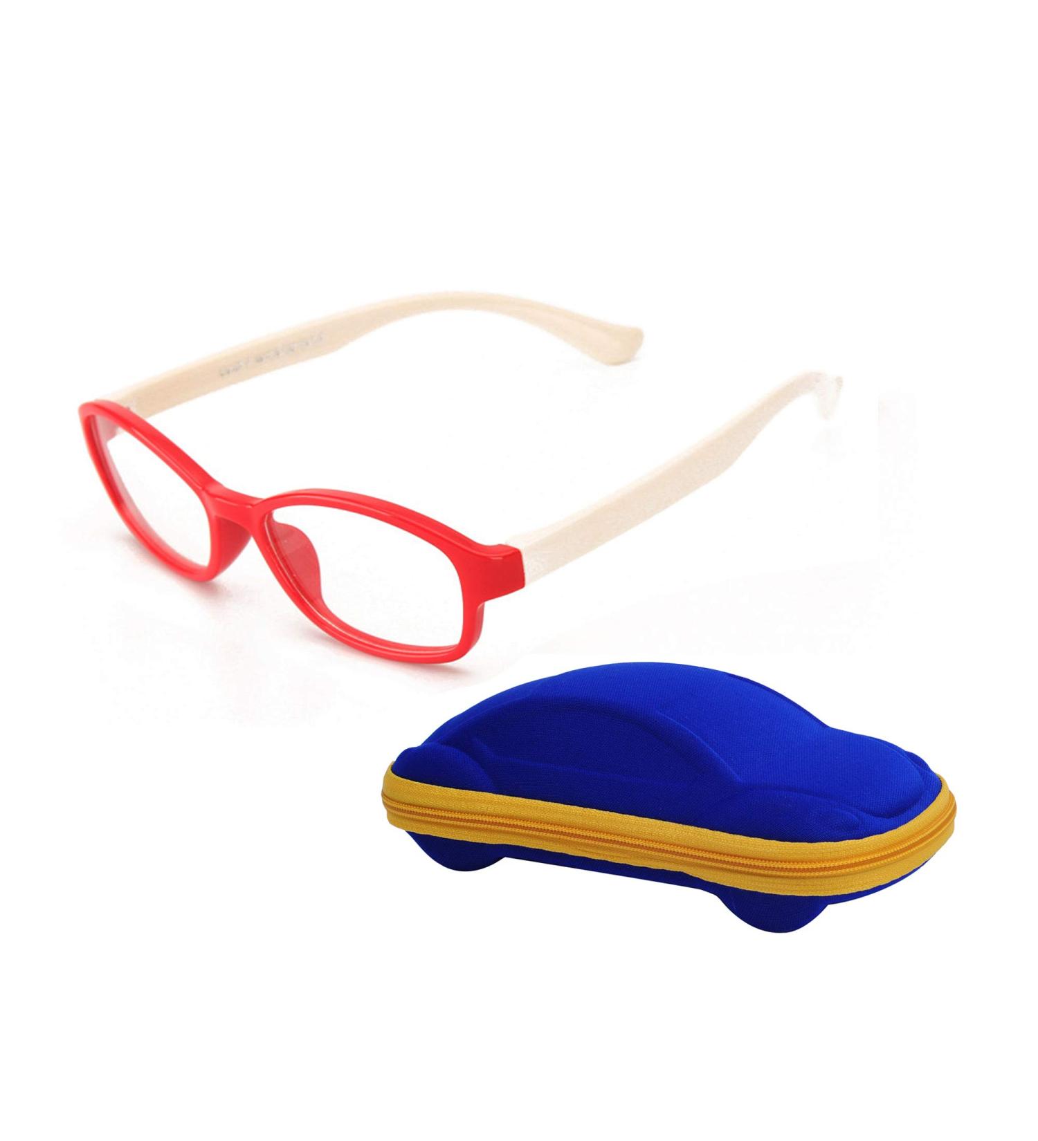 Stylish Children's Glasses Frame without Prescription - Clear Lenses for Boys & Girls Ages 5-12 | Includes Red & Blue Glasses Cases - Buy Online on SooperMarket.com