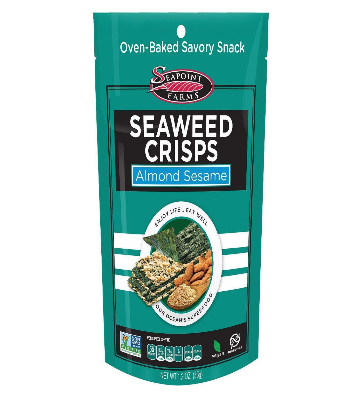 Seapoint Farms Seaweed Crisps Almond Sesame 1.2 oz (35 g)