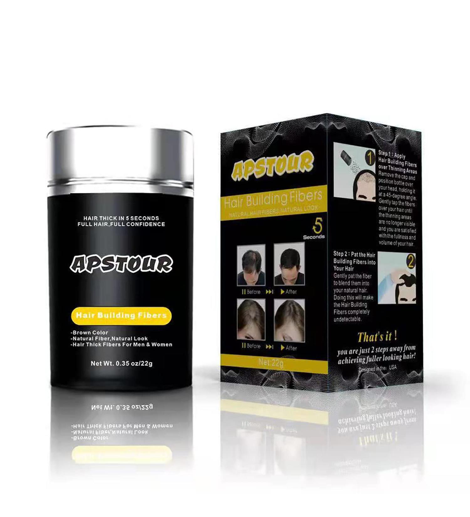 Apstour Hair Building Fibers - Instantly Conceals Hair Loss - Natural & Undetectable - 22g Black 01 - Buy Online on SooperMarket.com