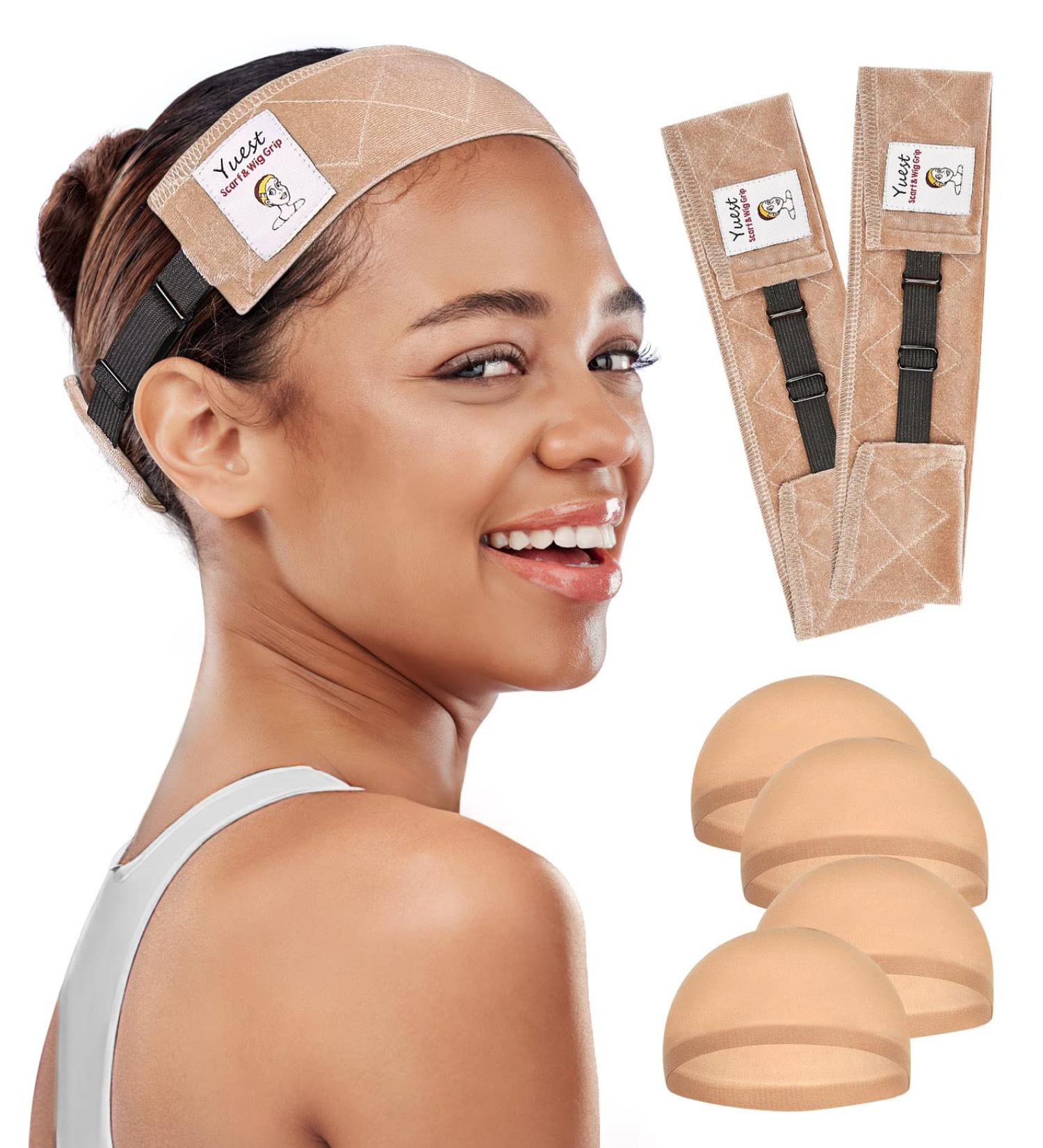 Wig Grip Band for Lace Front Wigs - Non-Slip Velvet Headband for Secure and Comfortable Fit - Beige 2 Pack - Buy Online on SooperMarket.com