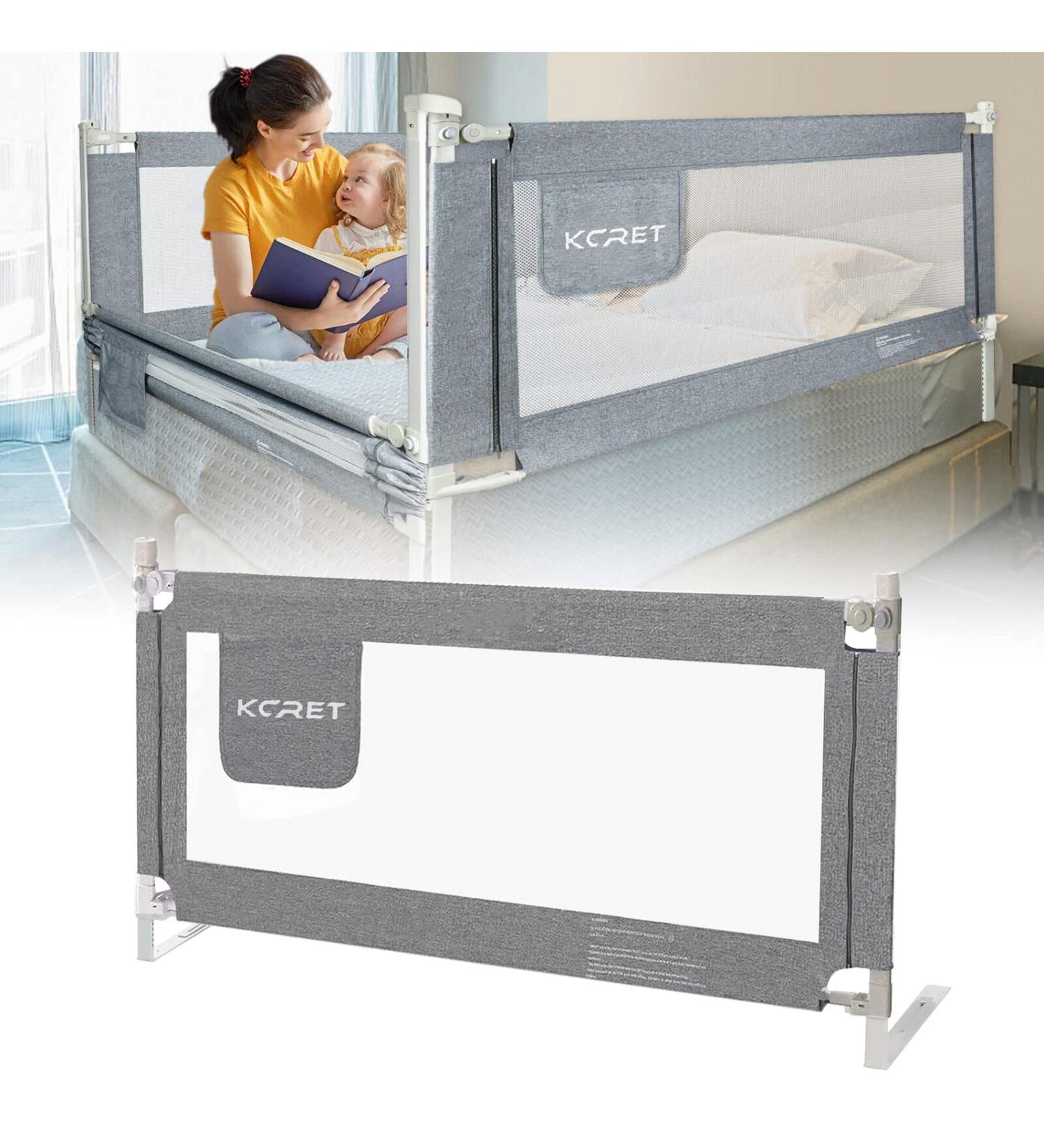 KCRET Toddler Bed Rail - Upgraded Safety Guardrail for Twin, Double, Full, Queen & King Mattress - Breathable Fabric - 78.730 Grey - Buy Online on SooperMarket.com