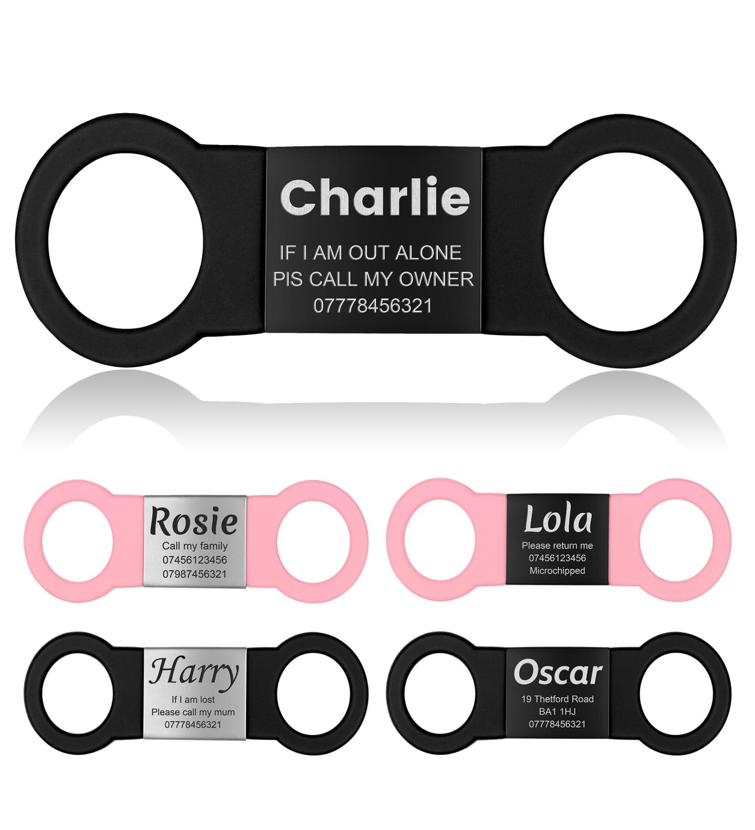 Yehanti Personalized Engraved Dog Tag - Quiet Silicone Pet ID for Dogs & Cats - Custom Name Phone & Address - Black Size L for 25mm Collars - Buy Online on SooperMarket.com