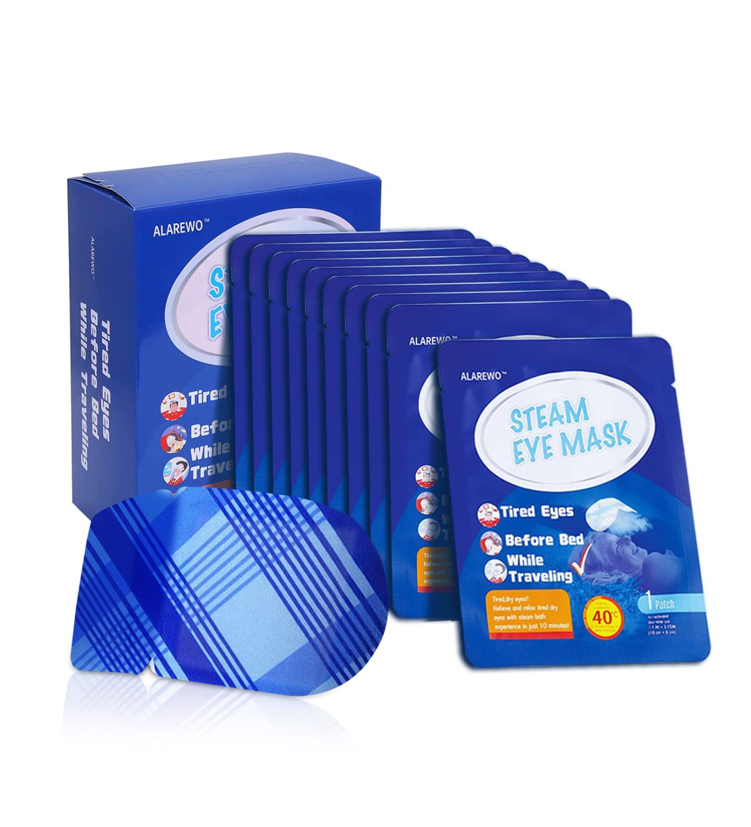 ALAREWO 22 Packs Steam Eye Mask for Dry Eyes & Fatigue - Self Heating Disposable Spa Warm Eye Compress for Stress Relief & Headache - Unscented (22 Count) - Buy Online on SooperMarket.com