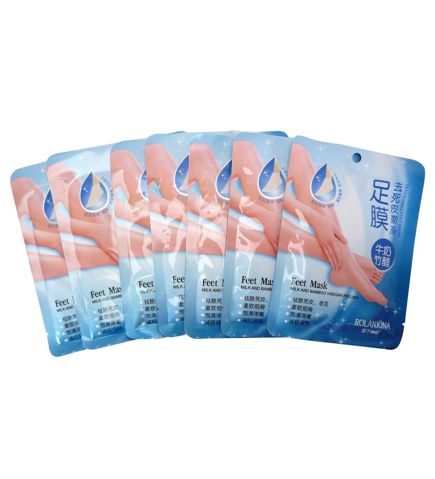 Foot Care Mask - Rolanjona | 5 Pairs | Bamboo Acid & Milk Membrane | Whitening & Moisturizing Peeling for Soft Feet - International Shipping Available - Buy Online on SooperMarket.com