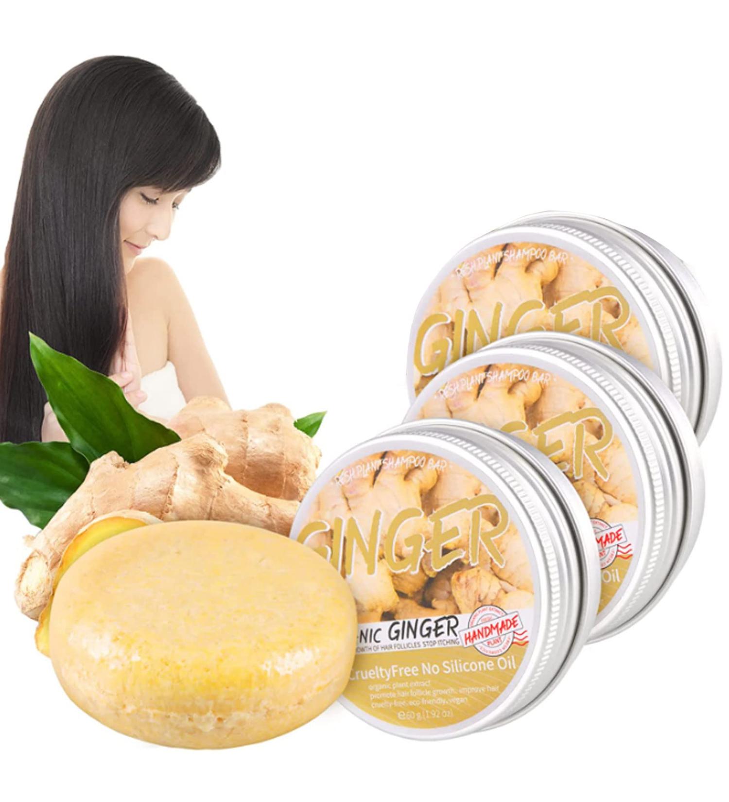 Ginger Hair Regrowth Shampoo Bar - Organic Anti Hair Loss Formula | Pack of 5 Bars - Buy Online on SooperMarket.com