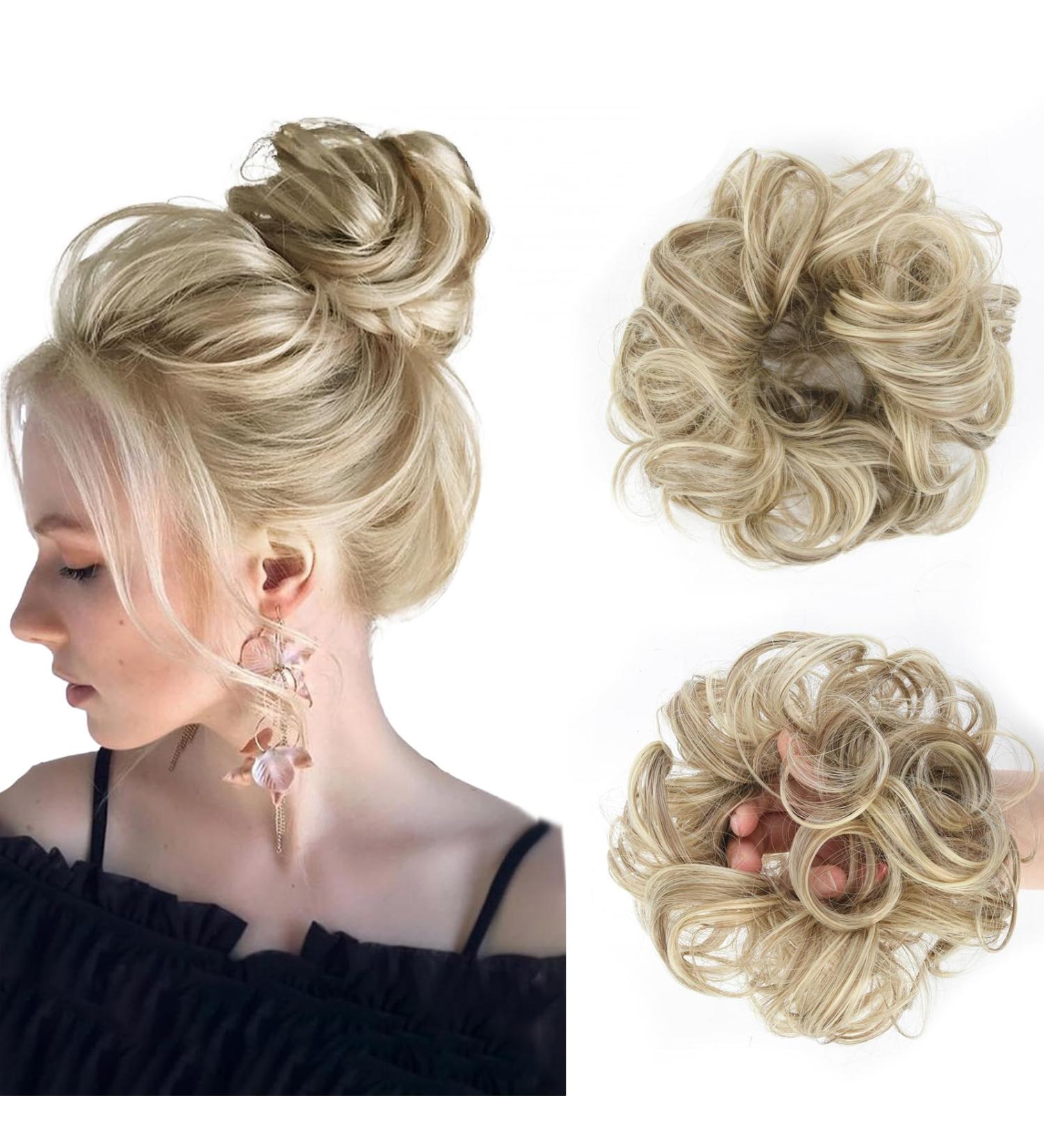 Vlasy Curly Wavy Messy Bun Hair Piece 35g 18/22# - Synthetic Chignon Scrunchies Extensions for Women - Updo Hair Accessories for Girls - Buy Online on SooperMarket.com