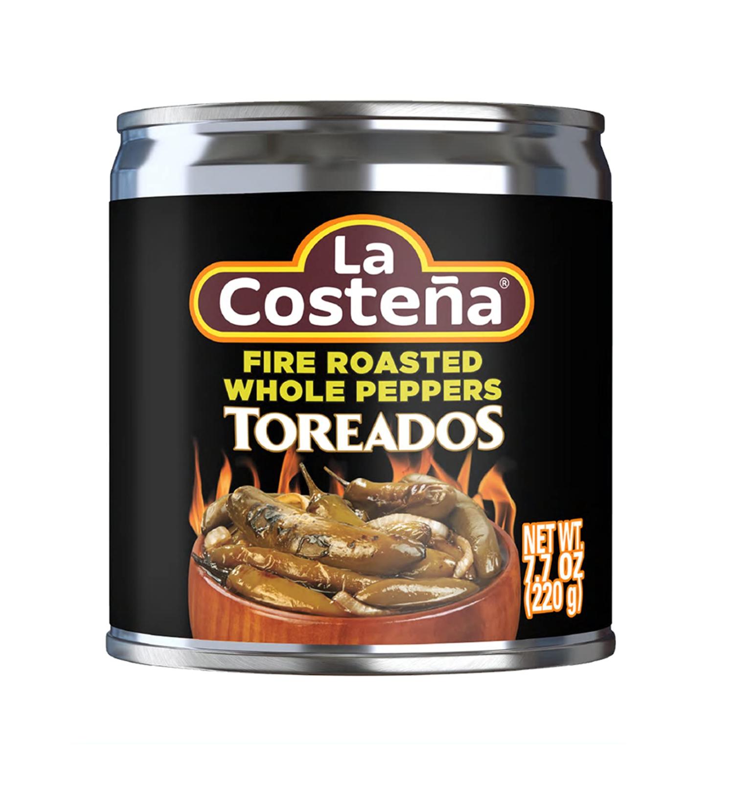 La Costea Toreados Serranos | Fire Roasted Whole Serrano Chile Peppers | 7.7 oz Can - Pack of 6 - Buy Online on SooperMarket.com
