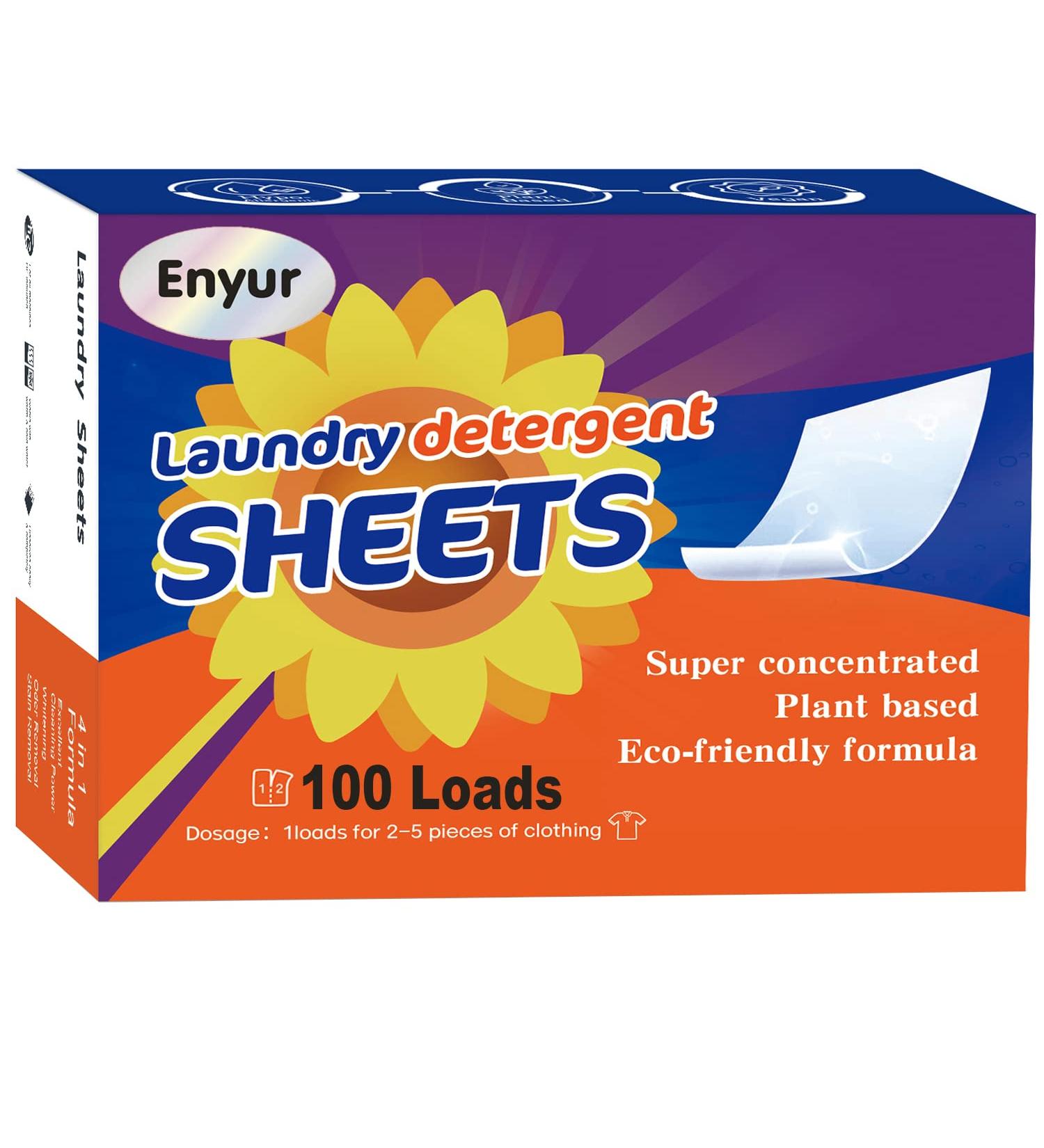 Enyur Plant-Based Laundry Detergent Sheets - 100 Loads | Eco-Friendly & Hypoallergenic - 50 Count Pack - Buy Online on SooperMarket.com