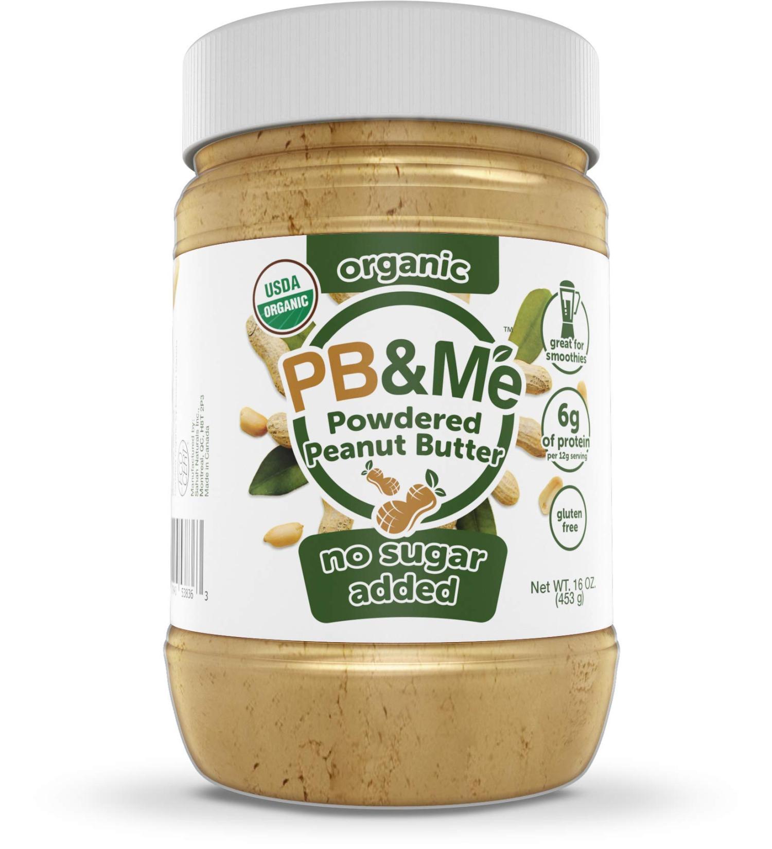PB&Me Organic Powdered Peanut Butter - Keto Snack, Gluten Free, Plant Protein - 16oz (1lb) - No Sugar Added - Buy Online on SooperMarket.com