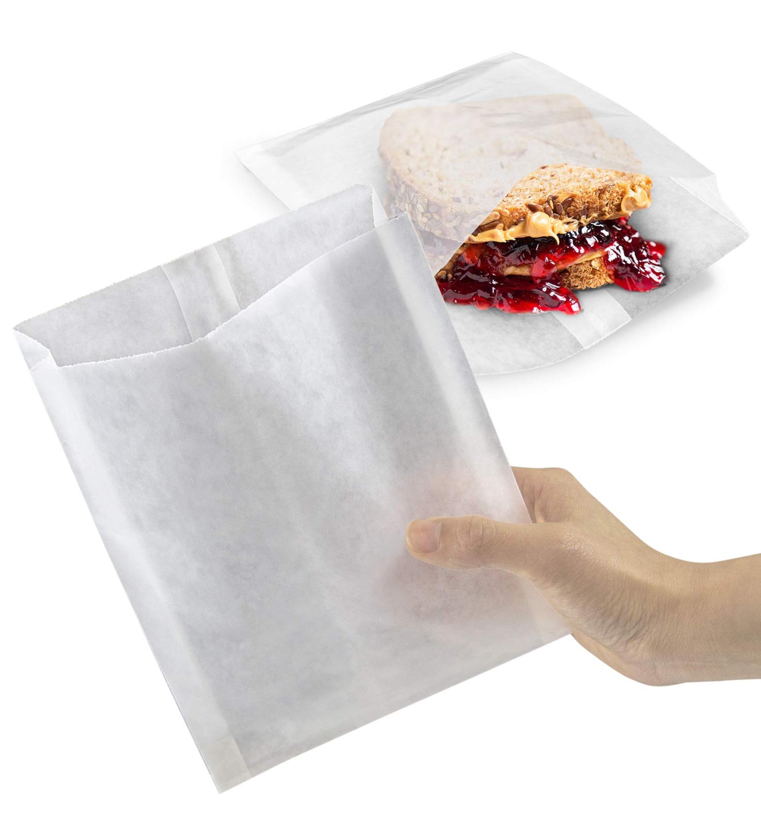 200 Pack Plain Glassine Wax Paper Sandwich Bags - Grease Resistant Parchment White Glossy - 7 x 6 x 1 Inches - Food Snack Wraps Baggies Sleeves - 200 Count - Buy Online on SooperMarket.com