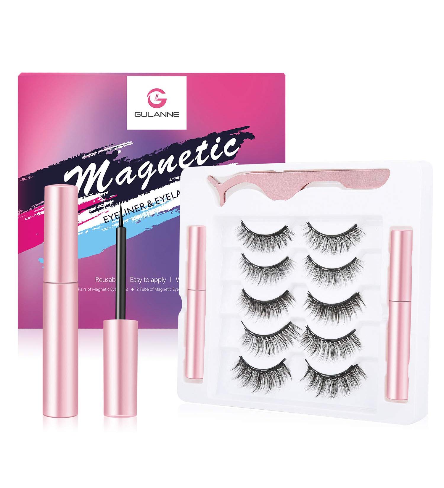 Magnetic Eyelashes and Eyeliner Kit - 5 Pairs of Custom Life & Party Styles - Natural Look with 5 Magnets - Easy to Apply and Remove - Buy Online on SooperMarket.com