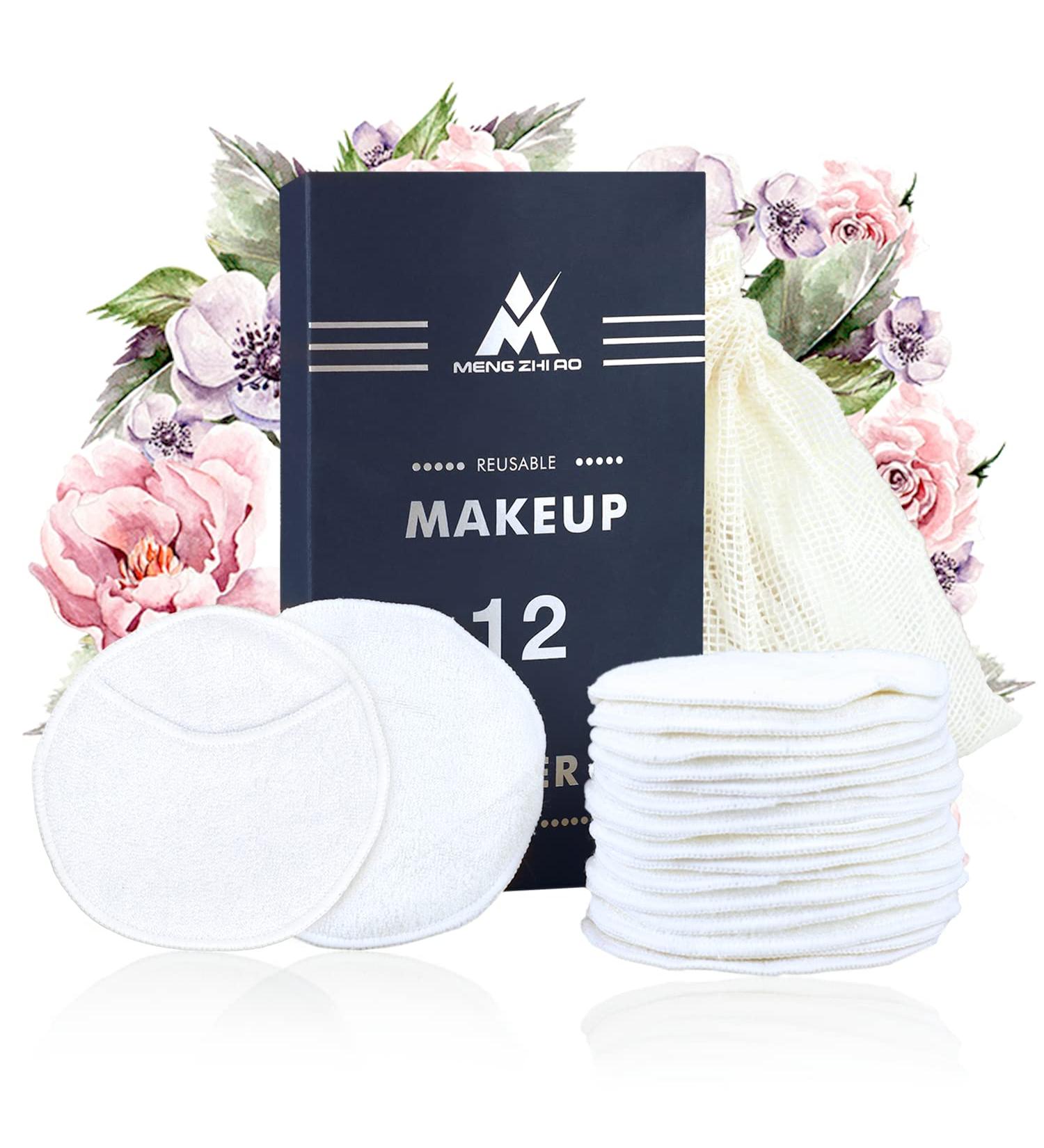 12 Packs Reusable Bamboo Fiber Makeup Remover Pads with Cotton Storage Bag 4 Layers 100% Organic Bamboo Facial Cotton Rounds Eco-friendly Waste Free - Buy Online on SooperMarket.com