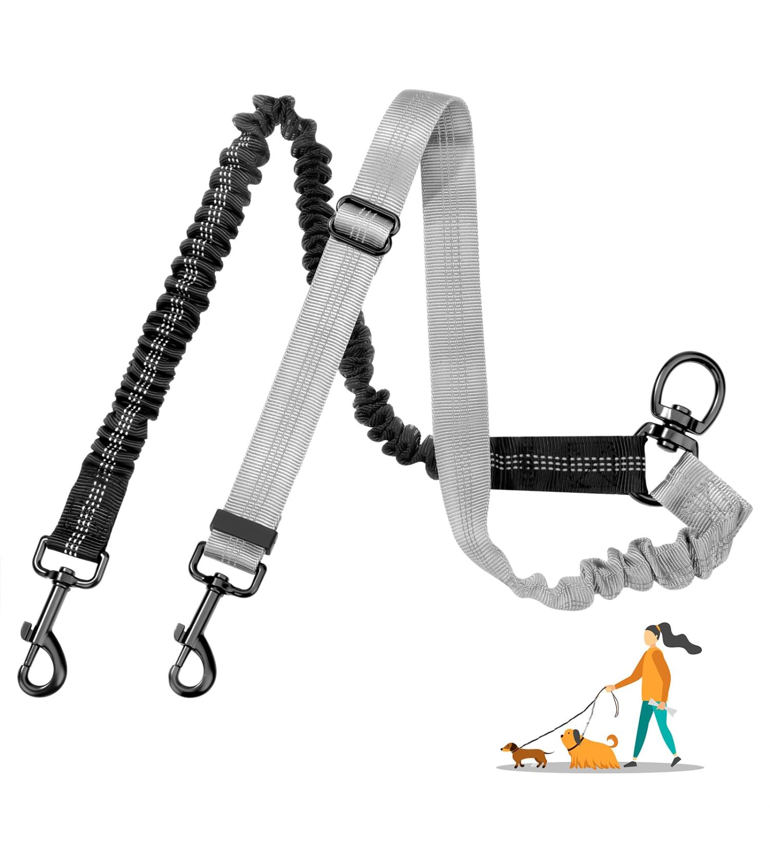 Double Dog Leashes - Reflective 360 Rotatable Adjustable for Training & Walking - International Shipping Available - Buy Online on SooperMarket.com
