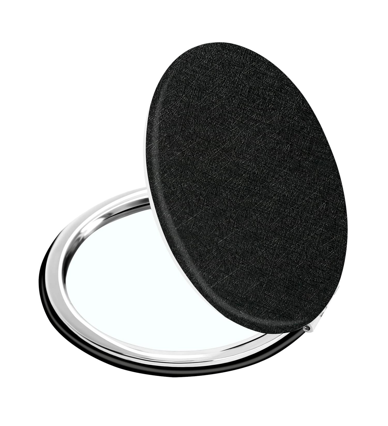 Compact Vanity Makeup Mirror | Elegant Black Travel Cosmetic Mirror for Men, Women, and Girls | Portable Handheld Magnifying Mirror for Pocket, Purse, Wallet - Buy Online on SooperMarket.com