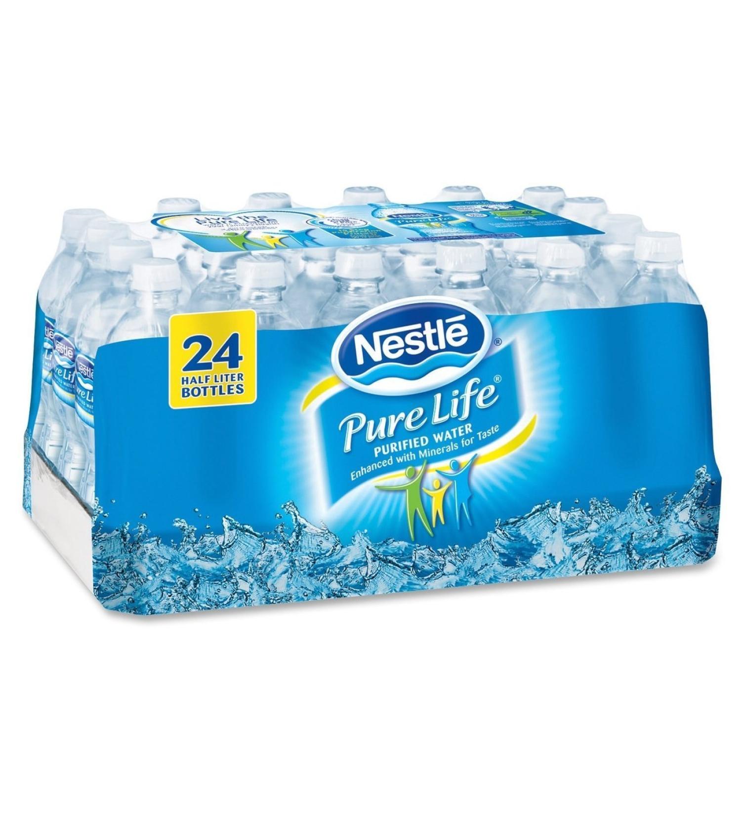 Nestl Pure Life Bottled Purified Water, 16.9 oz. Bottles, 24/Case