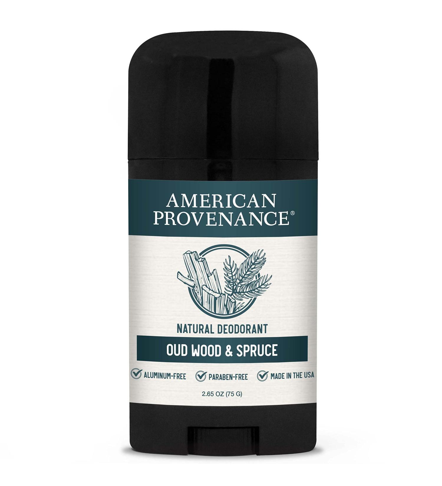 American Provenance Men's Aluminum Free Deodorant - Long-Lasting Natural Protection with Essential Oils - Oud Wood & Spruce Scent - Made in USA - Cruelty Free - 1 Pack - Buy Online on SooperMarket.com
