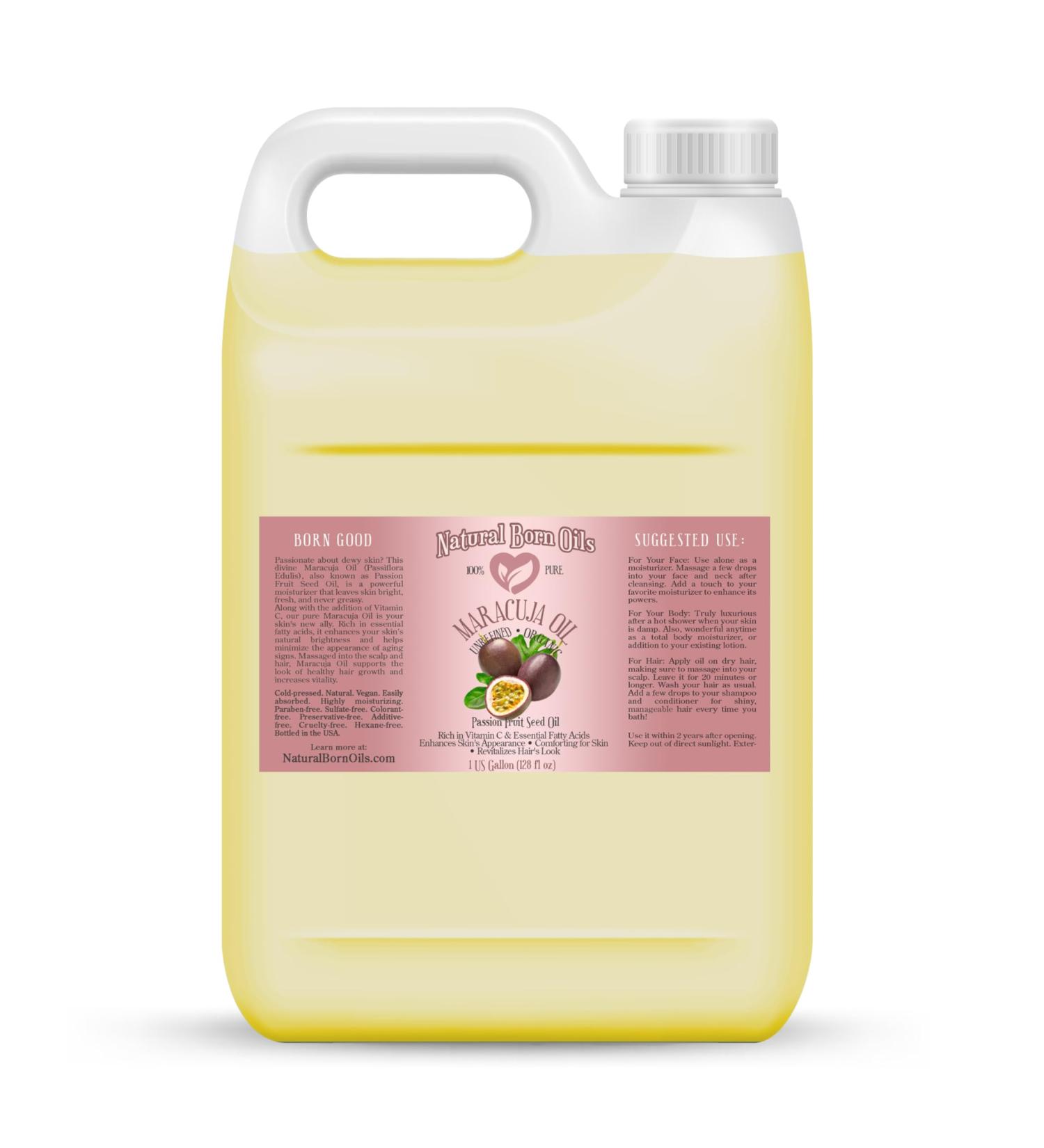 Natural Born Oils Maracuja Oil - 1 Gallon Organic Cold-Pressed Passion Fruit Oil for Radiant Skin & Healthy Hair - Buy Online on SooperMarket.com
