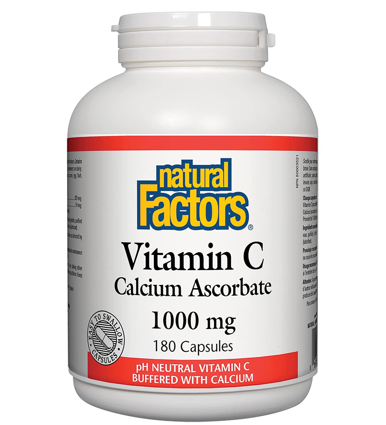 Natural Factors - Vitamin C 1000 mg Calcium Ascorbate 180 Caps - Buy Online on SooperMarket.com