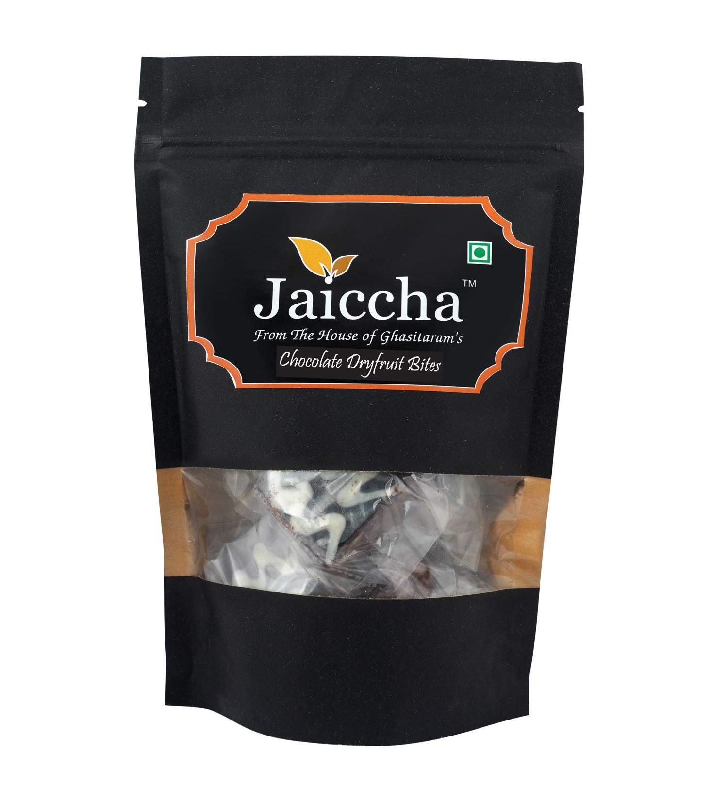 Jaiccha Ghasitaram Chocolate Dryfruit Bites 200 GMS in Black Paper Pouch - Buy Online on SooperMarket.com