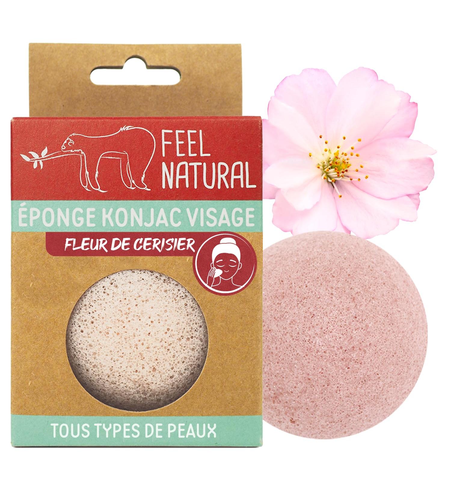 Feel Natural Konjac Sponge - Cherry Blossom | Eco-Friendly Facial Cleanser for Glowing Skin - Buy Online on SooperMarket.com
