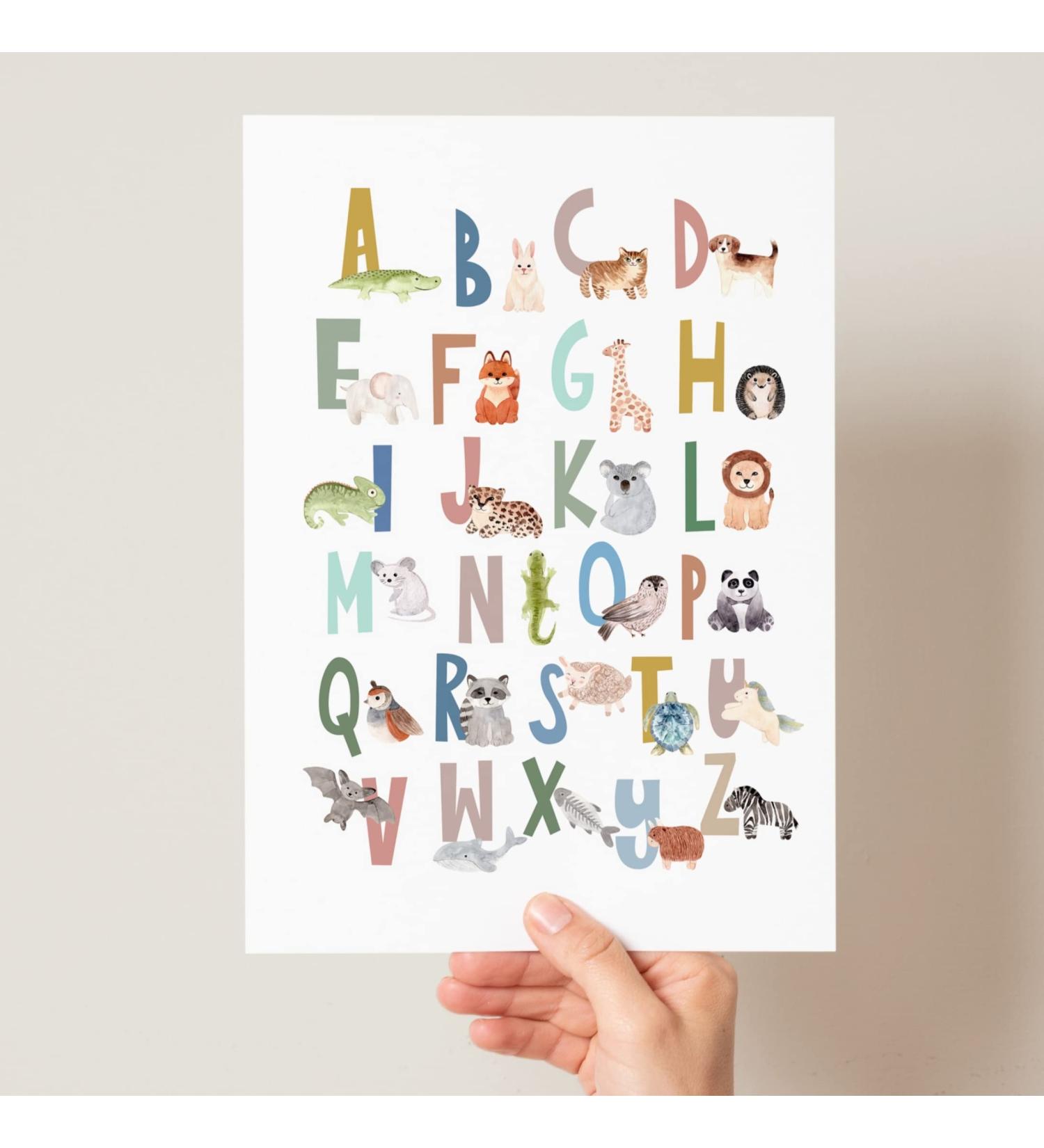 Scandi Animal Alphabet Educational Print - Boho Woodland Safari Poster | A4 Multi - Buy Online on SooperMarket.com