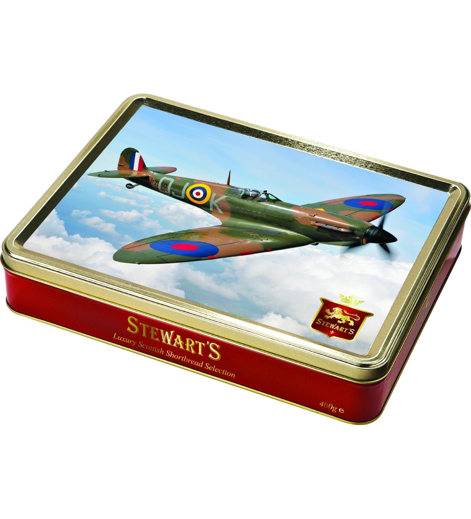 Stewart's - WWII Spitfire Shortbread Gifting Tin (400g) - Traditionally Made Luxury Scottish Shortbread Delicious Melt-In-Mouth Biscuits Ideal Collectable Treat to Share 40 Years Heritage 400g WWII Battle of Britain Veteran Spitfire Tin - Shortbread - Buy Online on SooperMarket.com