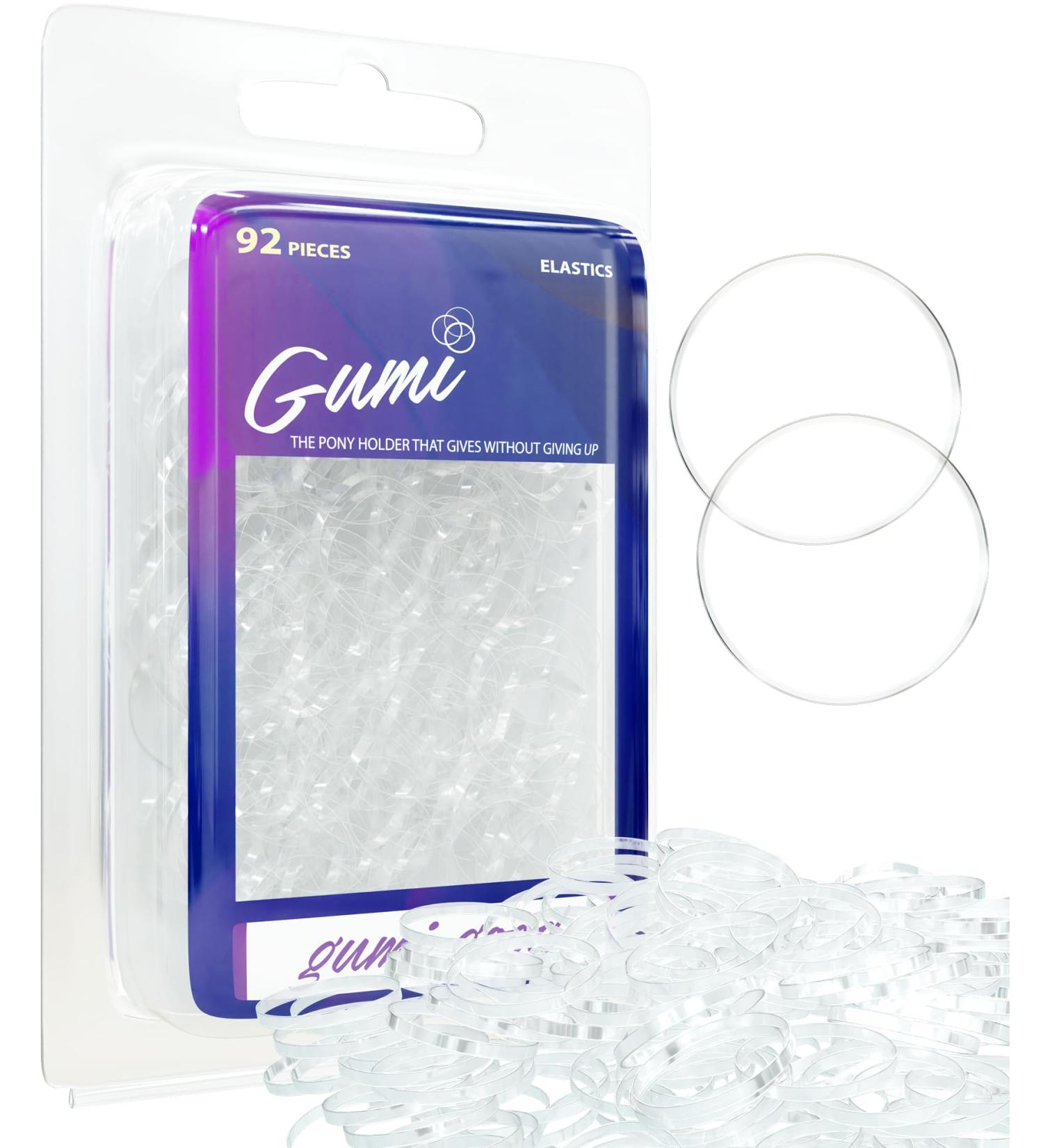 Gumi 1 Inch Large Clear Hair Elastics - 92 Pack of Ouchless No Damage Clear Elastic Hair Bands for Women & Girls - Snag Free Rubber Bands for Bun Ponytail - Ultra Durable Hair Ties - Buy Online on SooperMarket.com
