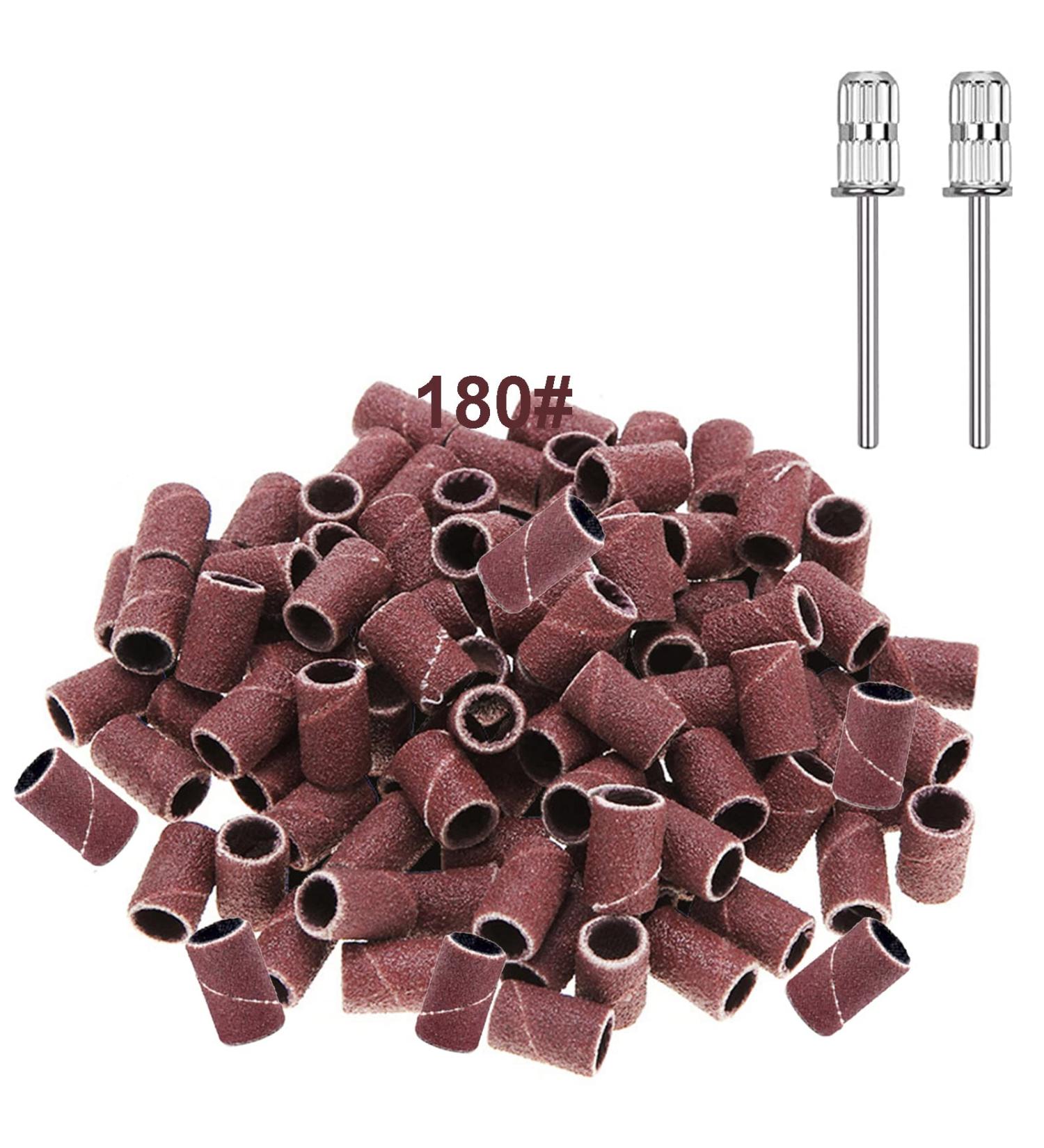 Yoezuo 100 Pcs Nail Sanding Bands Grit Nail Art Sanding Bands 180 Grit Nail Files with 2 Pcs Nail Drill Bits for Electric Nail Files Nail Drill Machine Manicure Pedicure 180" - Buy Online on SooperMarket.com