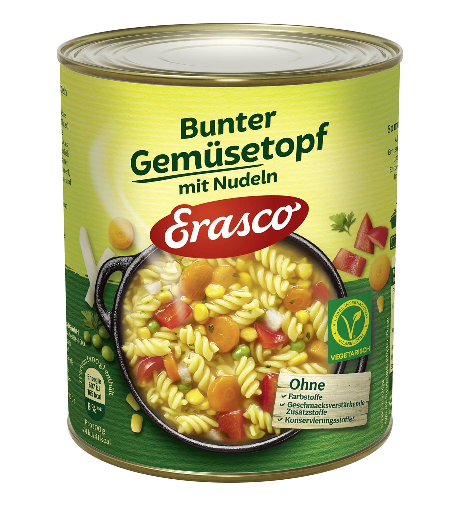 Erasco Colorful Vegetable Pot 800g Quick 5-Minute Vegetarian Meal with Fresh Veggies Simply Delicious & Convenient - Buy Online on SooperMarket.com