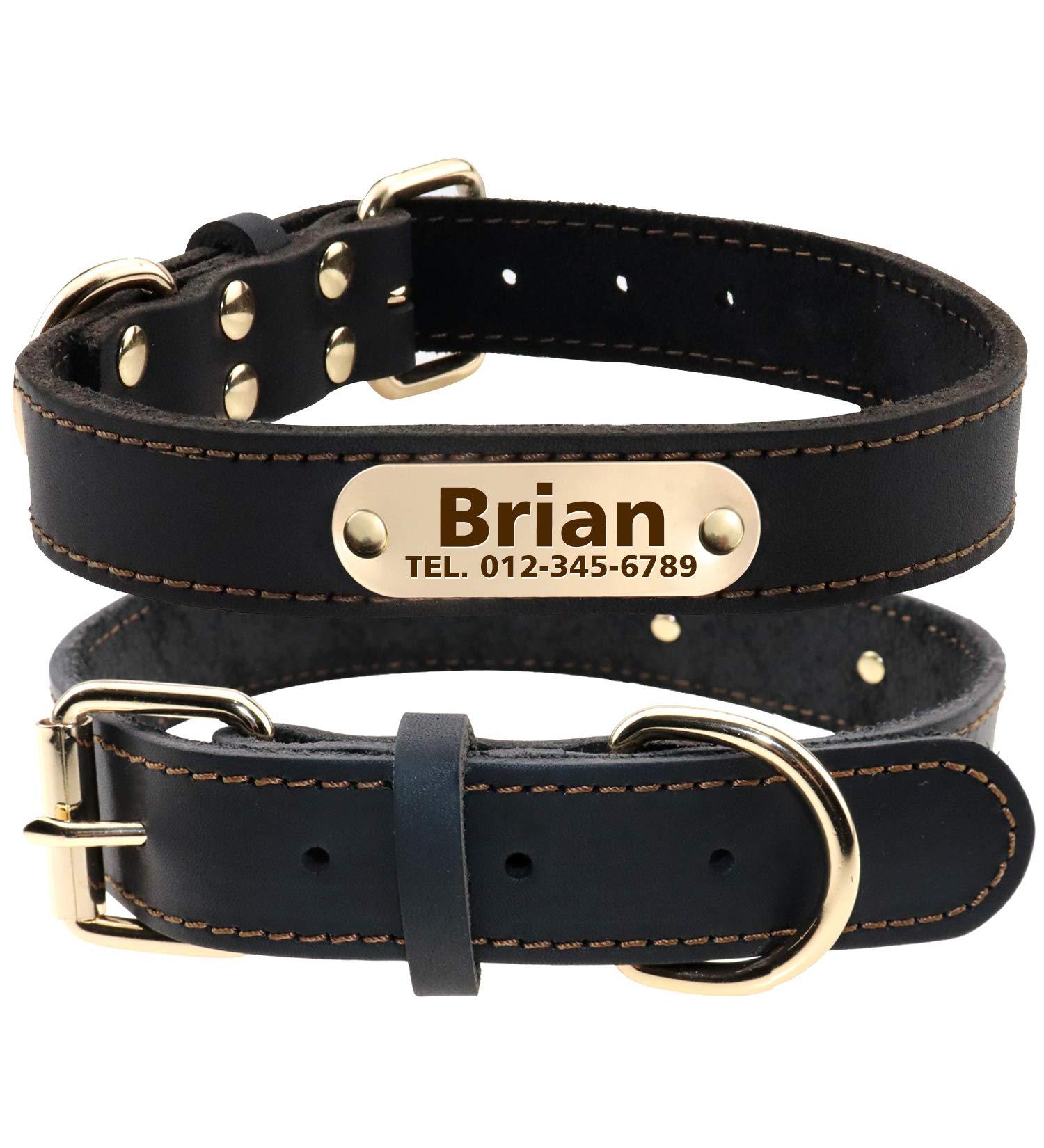 Tagme Personalized Leather Dog Collar - Engraved Name & Phone Number for Medium & Large Dogs - Black L (1 Pack) - Buy Online on SooperMarket.com