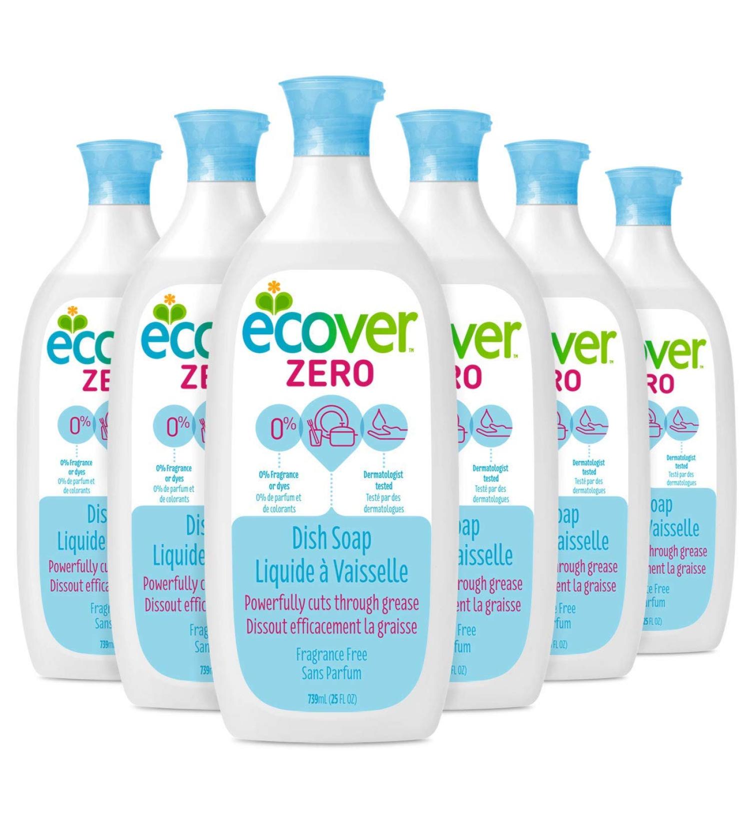 ECOVER Fragrance-Free Liquid Dish Soap 25 Fl Oz - Pack of 6 | Naturally Derived - Buy Online on SooperMarket.com
