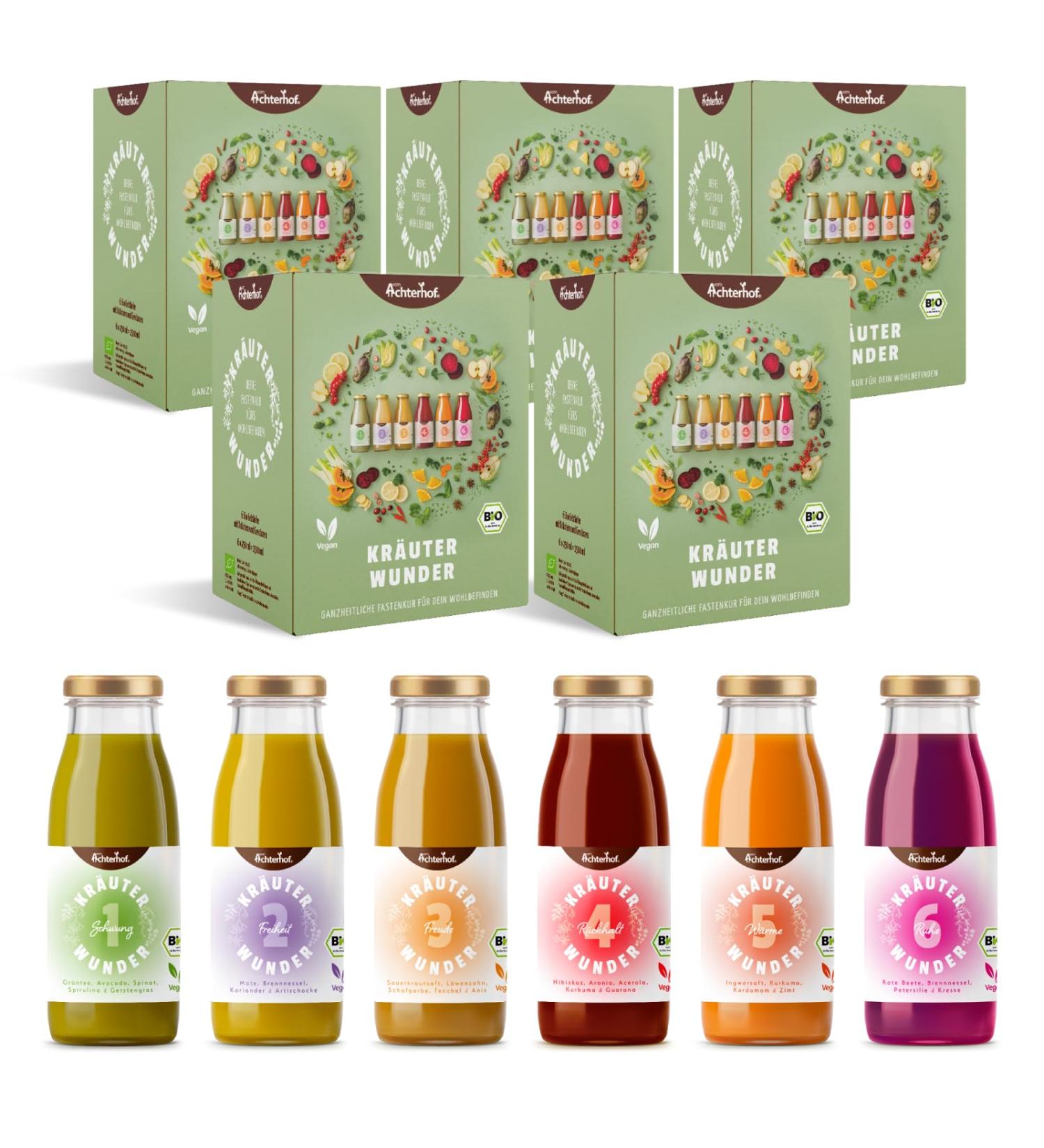 Herbal Miracle 5-Day Fasting Cure | Organic Quality | 5x6 Bottles | First Herbal Fasting Cure from Achterhof - Shop Now! - Buy Online on SooperMarket.com