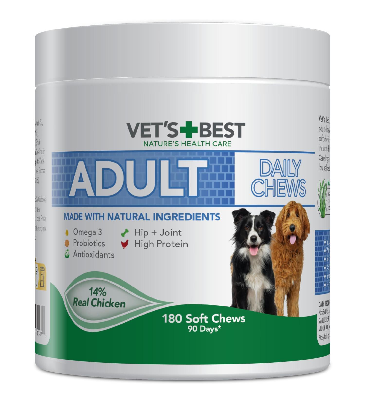 Vets Best Daily Soft Chews for Adult Dogs - 180 Chews | Premium Dog Supplements - International Shipping Available - Buy Online on SooperMarket.com