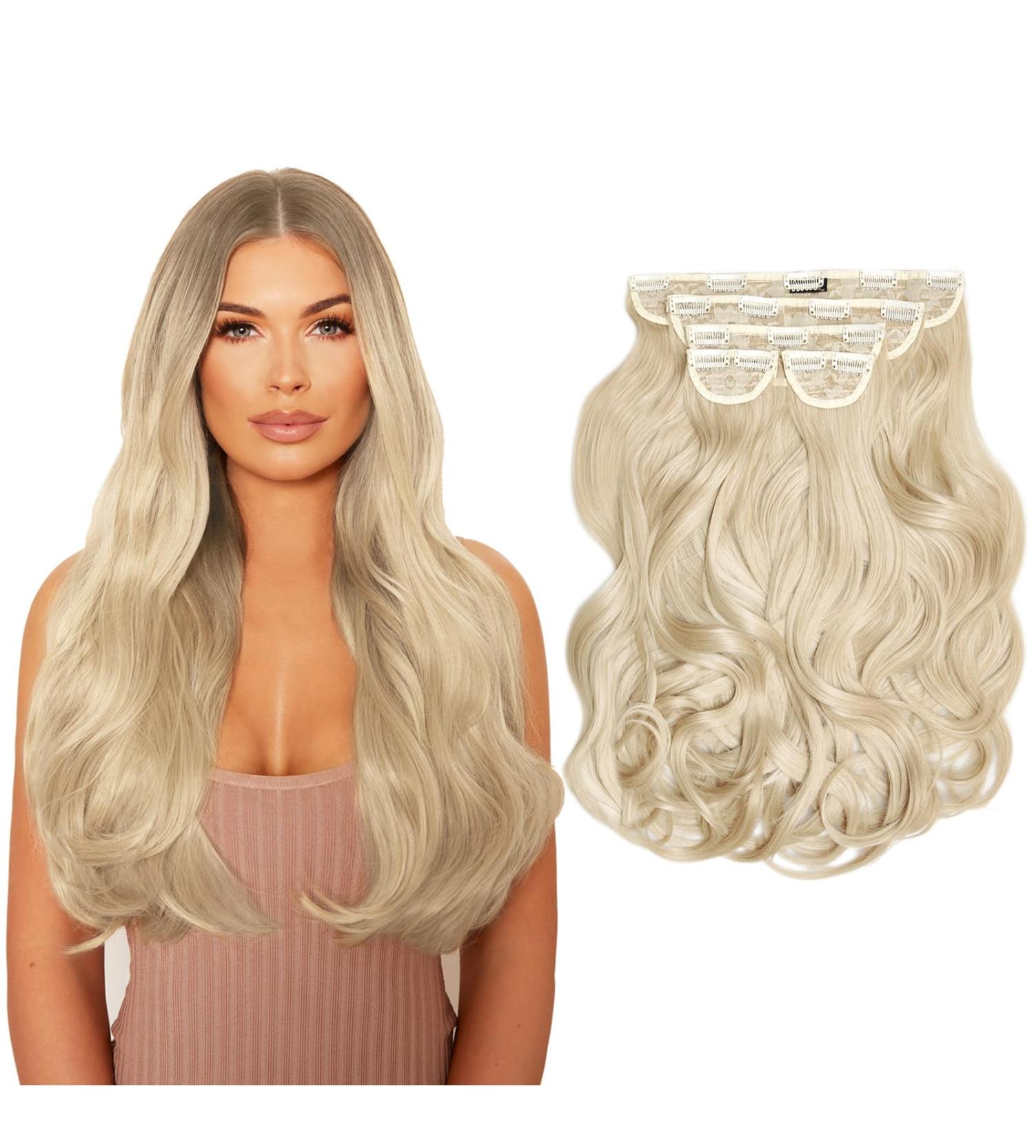 Lullabellz Super Thick Blow Dry Wavy Clip In Hair Extensions 5-Piece 22-Inch Length Light Blonde - Buy Online on SooperMarket.com