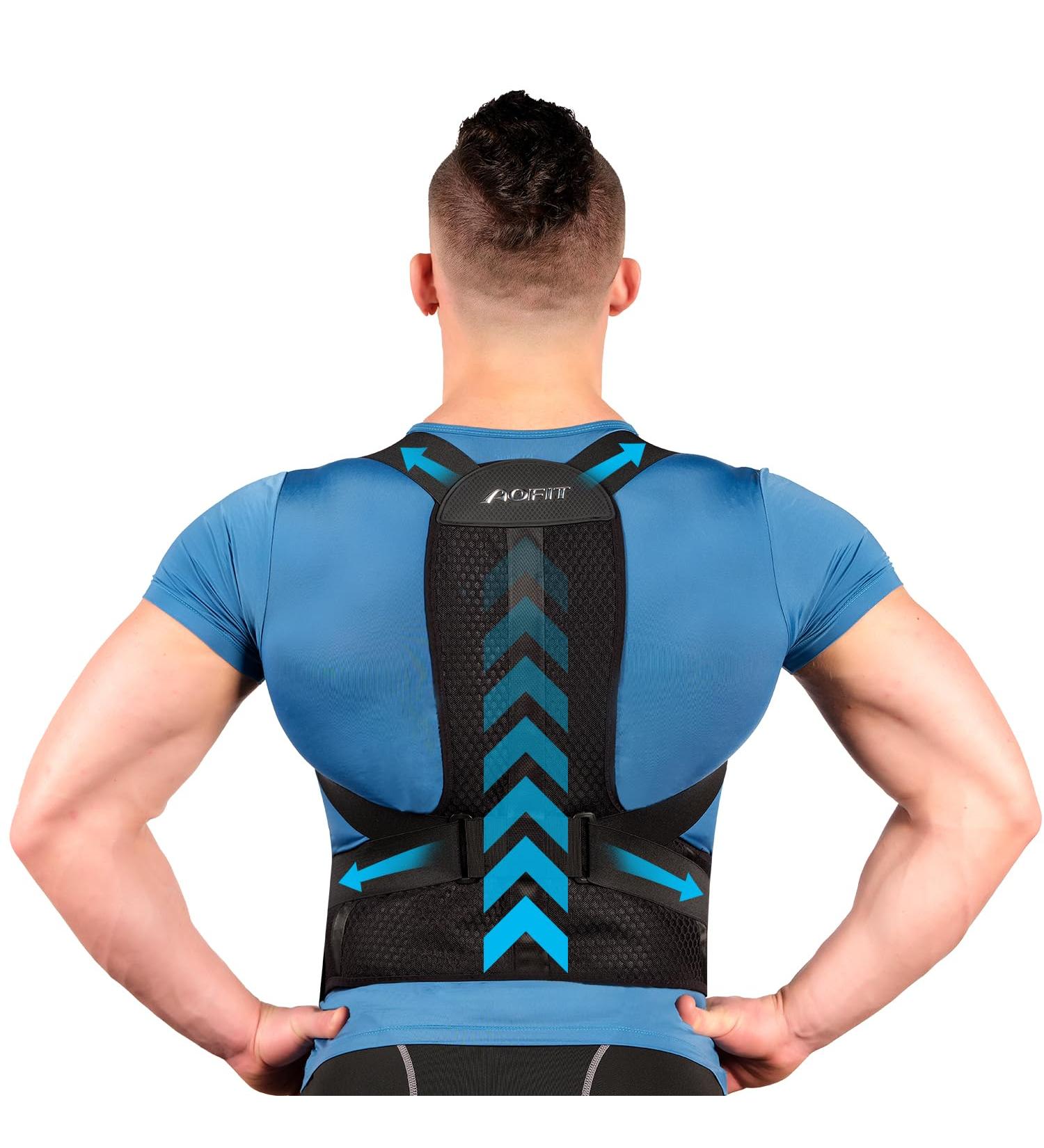 AOFITBRACE Back Brace Posture Corrector for Women and Men Breathable Adjustable Full Back Straightener for Upper Lower Medium Black - Buy Online on SooperMarket.com
