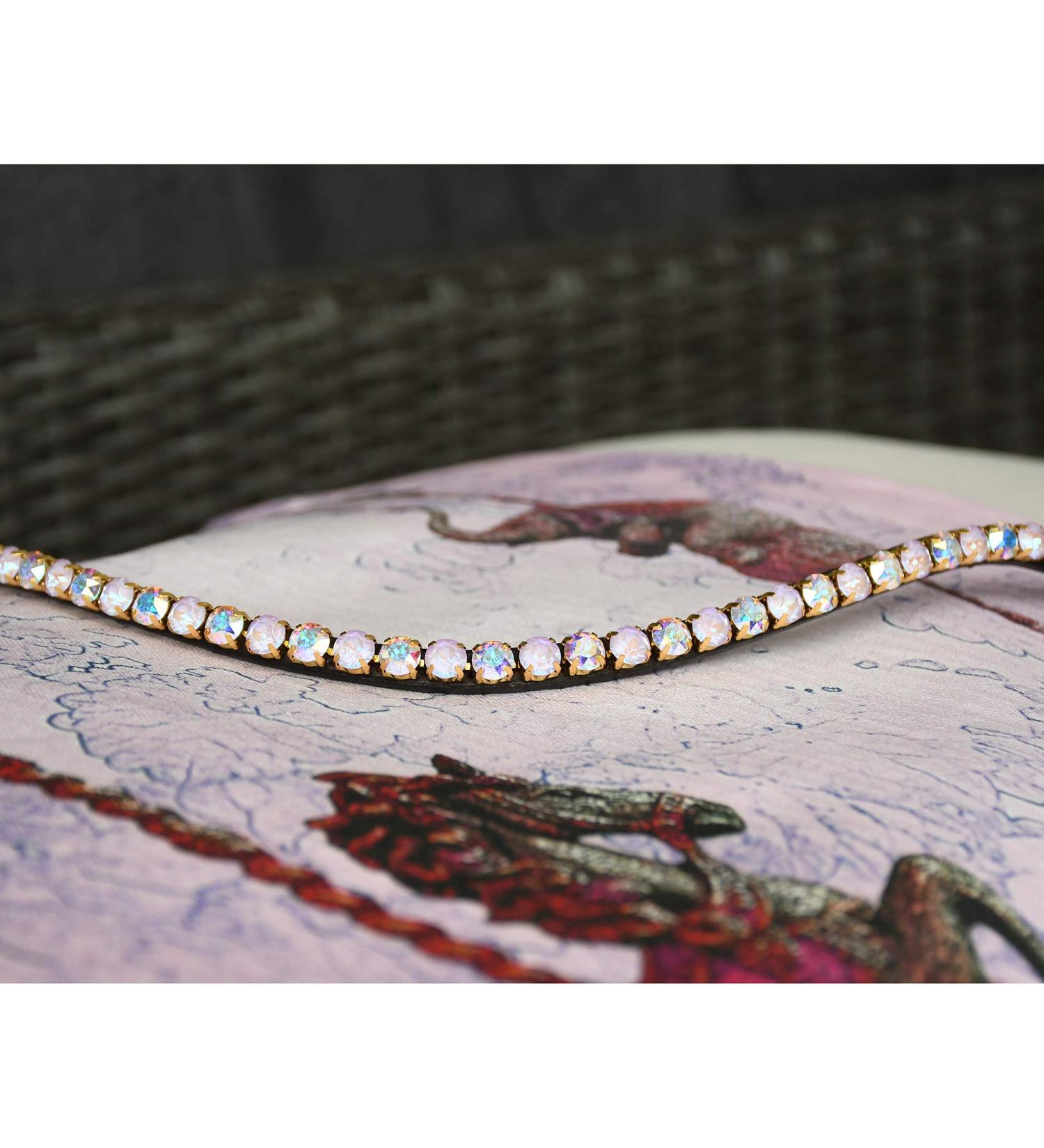 Shop Gl ckshucke Herriemen 'Lavender' - Curved Horse Bridle with Pink Glitter Stones & Crystal | Premium Black Leather VB/COB | International Shipping - Buy Online on SooperMarket.com
