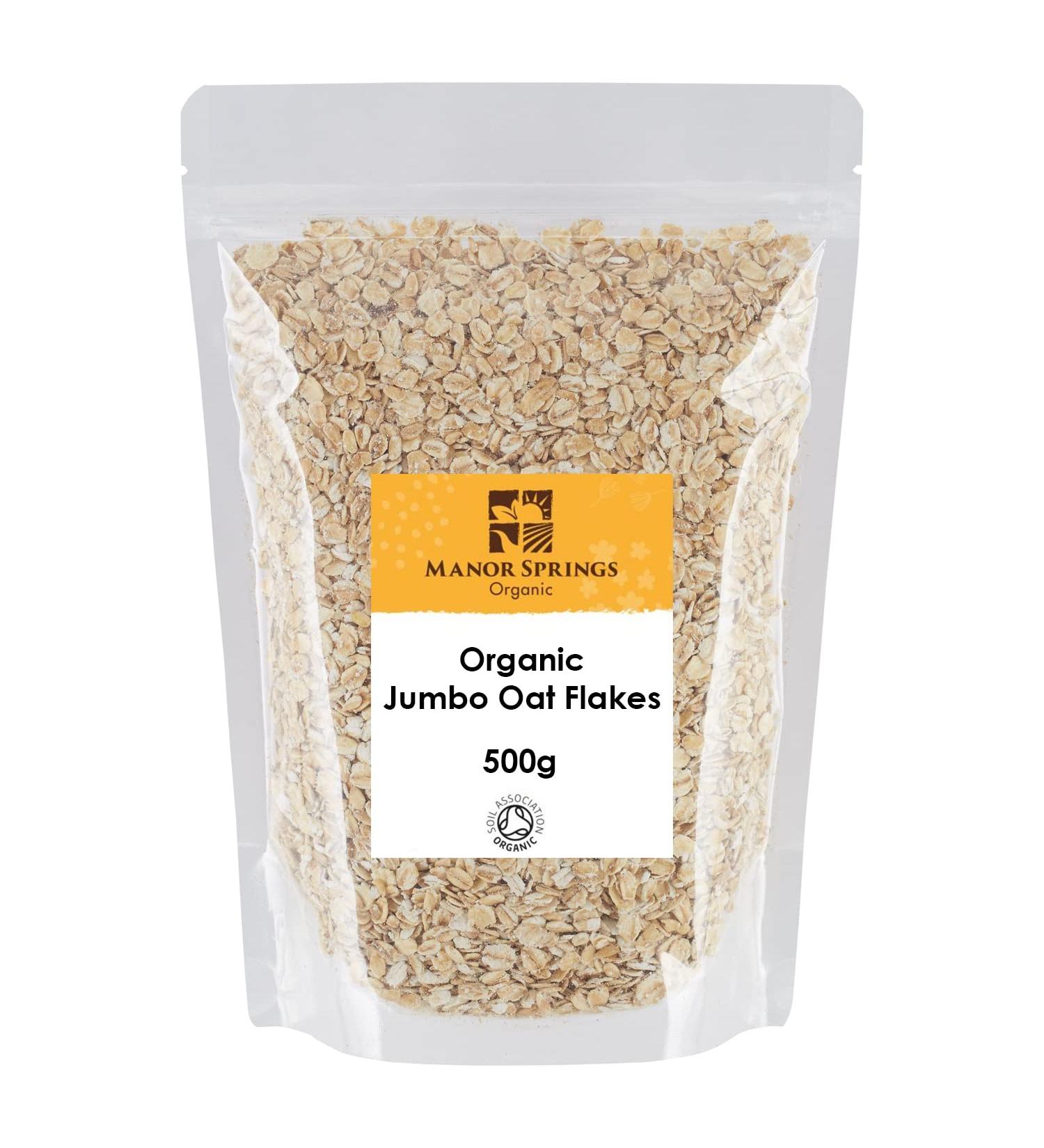 Organic Jumbo Oat Flakes 500g by Manor Springs Organic - Buy Online on SooperMarket.com