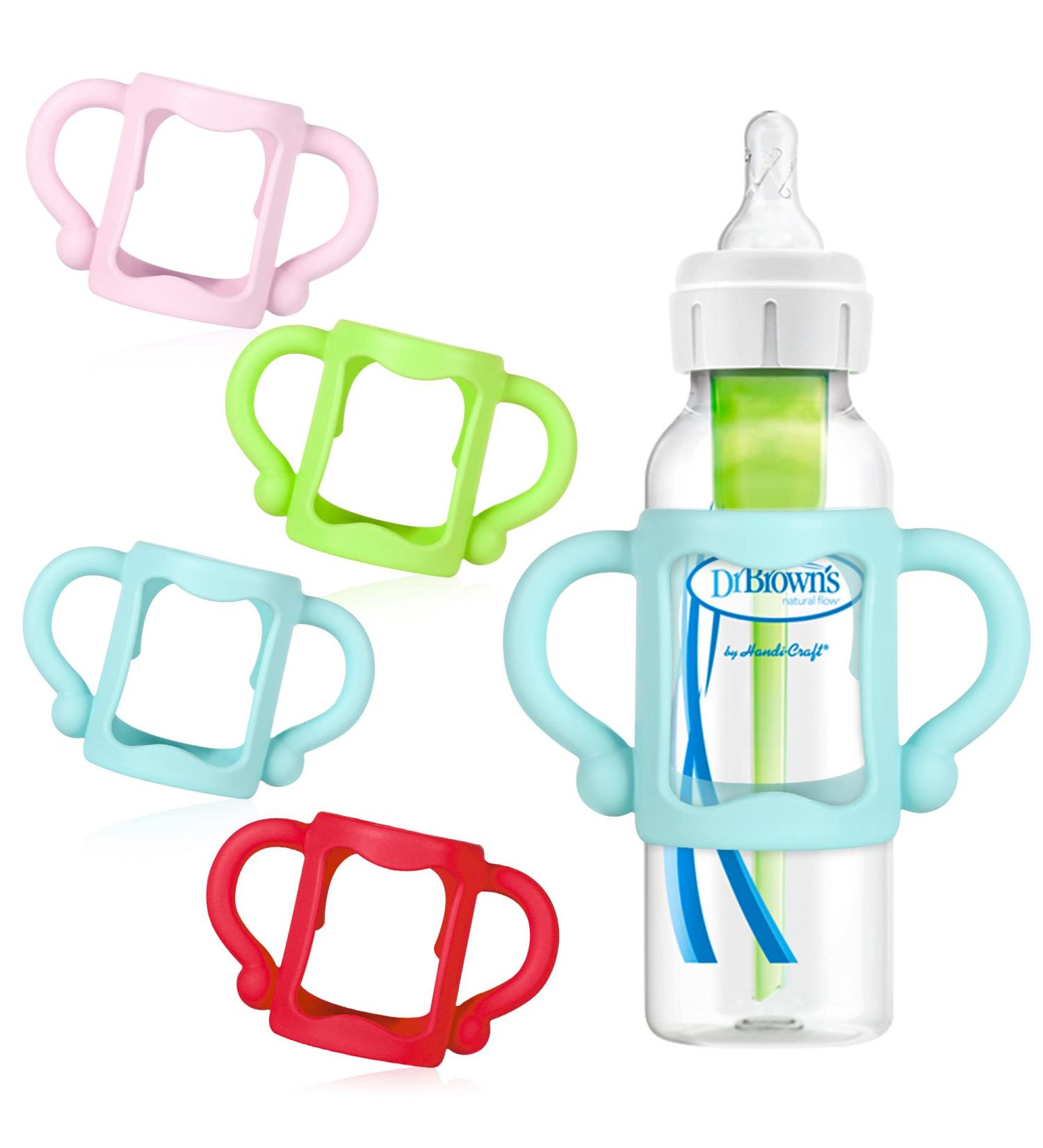 Dr. Brown Narrow Baby Bottle Handles - Easy Grip Bottle Holder for Baby Transition - BPA-Free Silicone - Pack of 4 - Buy Online on SooperMarket.com