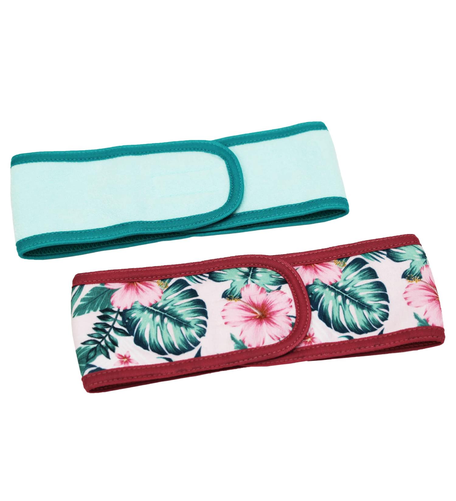 S&T INC. Teal Floral Makeup Spa Headband 2 Pack - 23.5 x 3.25 | Face and Makeup Headband for Washing Face - Buy Online on SooperMarket.com